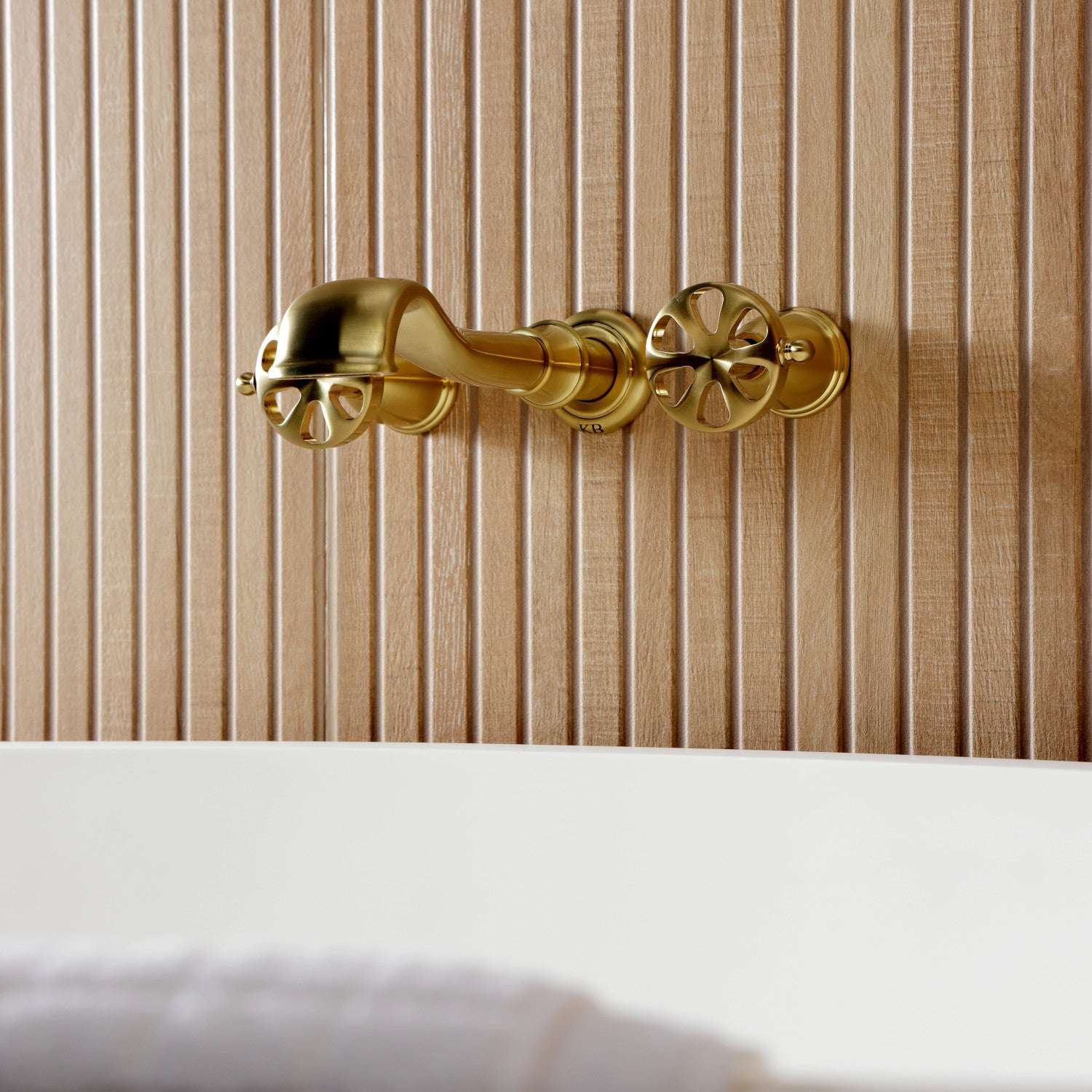 Belknap KS5027RX Brushed Brass Roman Tub Faucet - 2 Handle Wall Mount Bathroom Faucet for Luxury Bathtubs & Spa Retreats