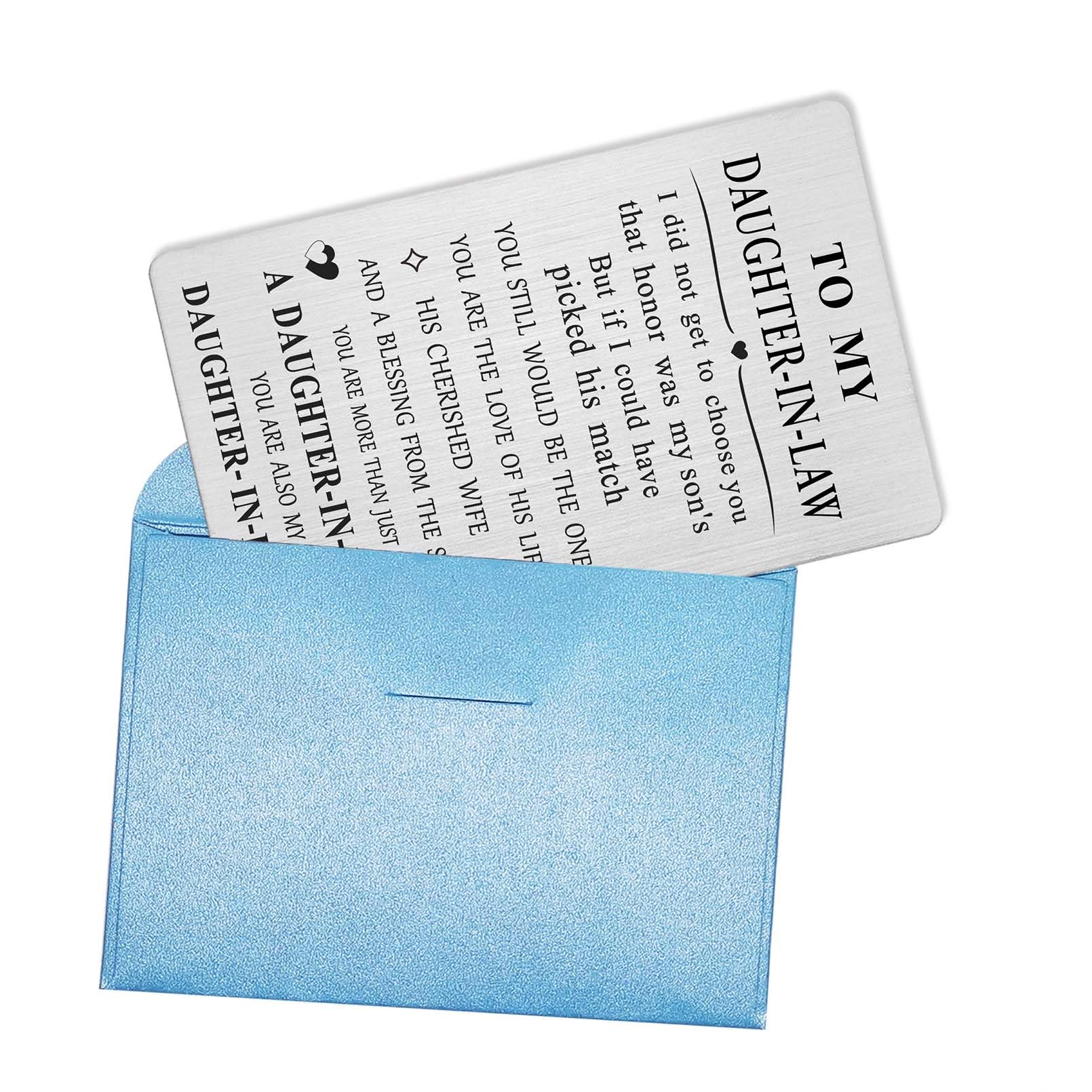 CPLJW Mother-in-Law to Daughter-in-Law Gift Set - Engraved Wallet Card & Heartfelt Keepsake for Weddings, Birthdays & Special Occasions | Perfect for Bridal Showers, Anniversary & Welcome to Family Gifts
