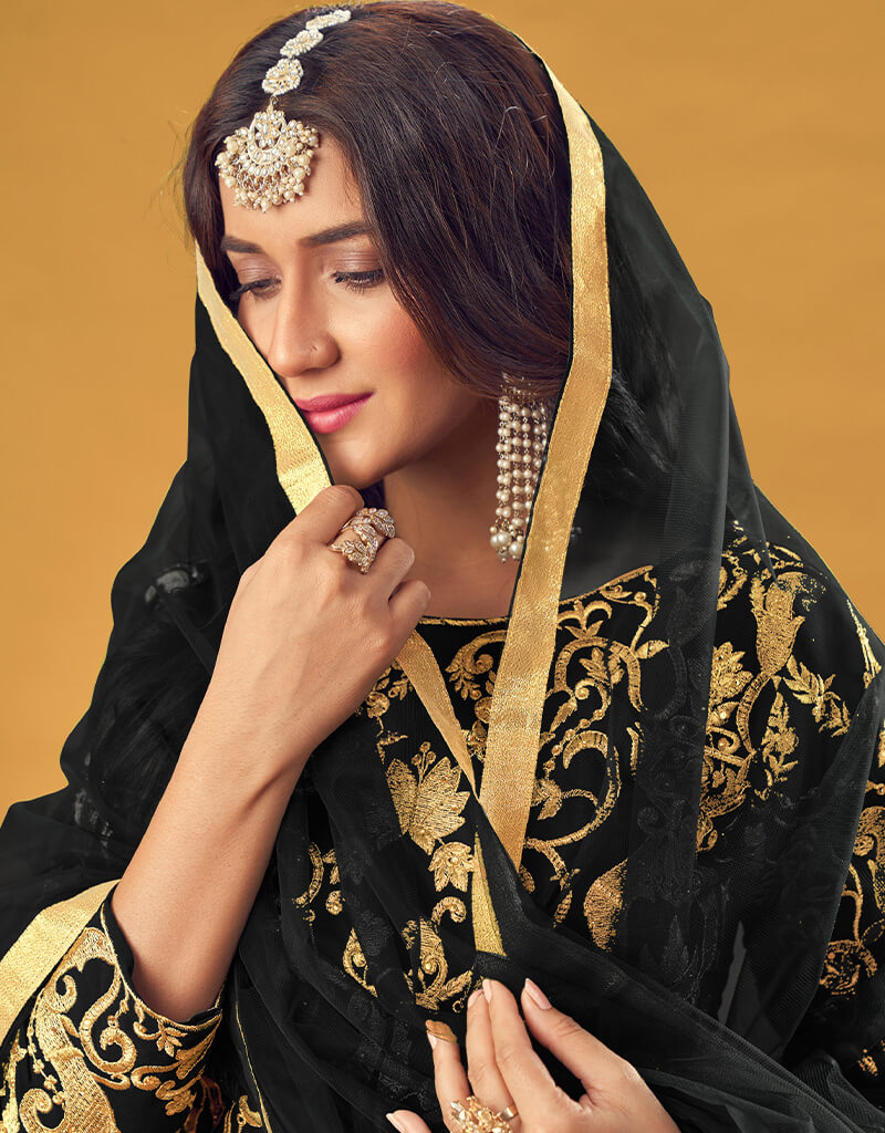 Elegant Black Georgette Pant Suit for Women - Formal Office Wear & Evening Party Outfit