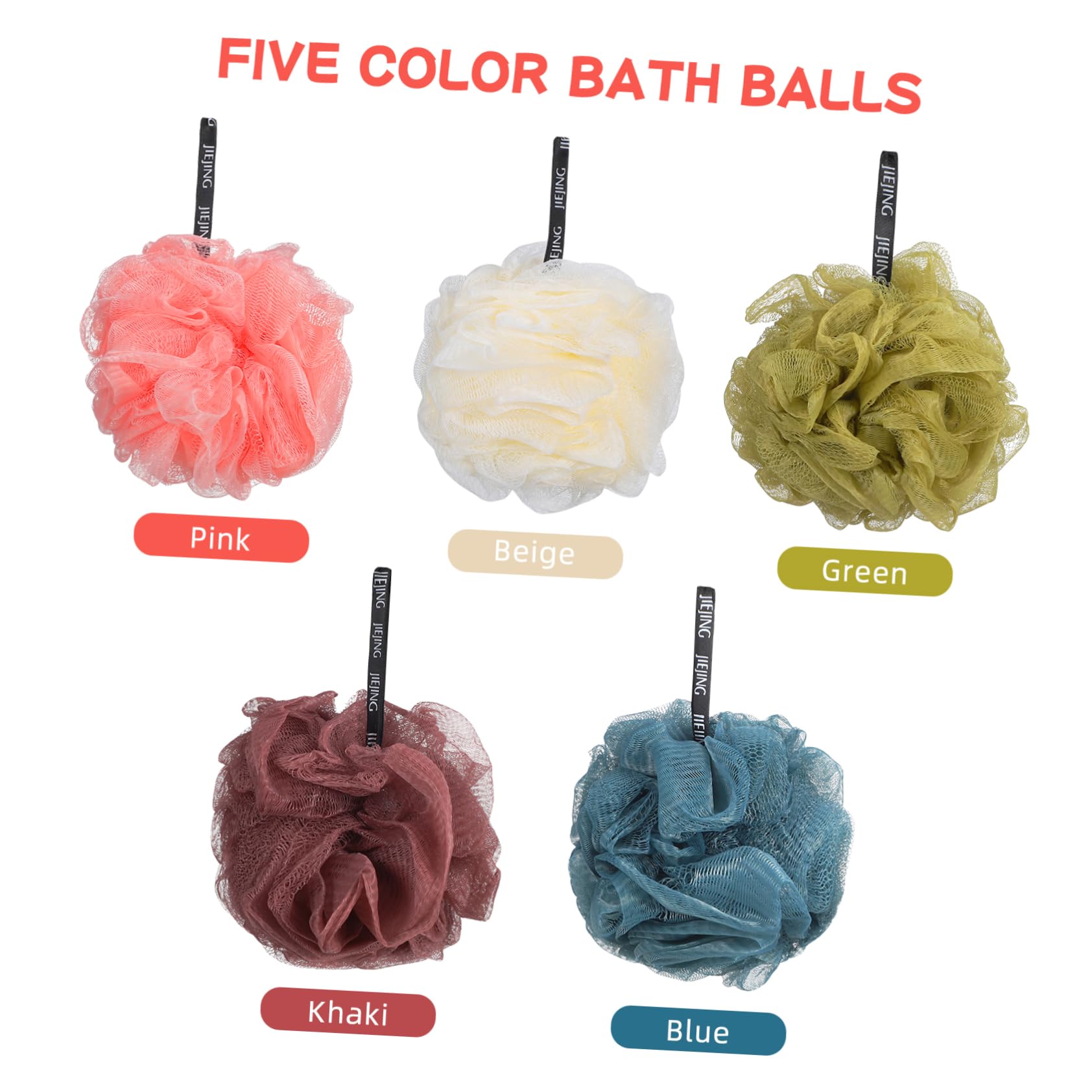 5-Pack Exfoliating Shower Loofah Puffs - Soft Bath Sponge Scrubber for Women, Gentle Exfoliation & Skin Cleansing - Perfect for Travel, Spa, Baby Bath & Daily Shower Routine