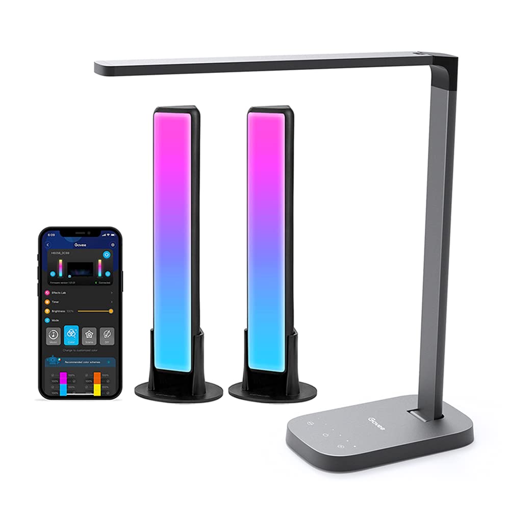 Govee Smart LED Desk Lamp with USB Charging Port & Light Bars - Dimmable RGB Color Changing Table Lamp for Home Office, Gaming Setup & Night Reading (Works with Alexa & Google Assistant)