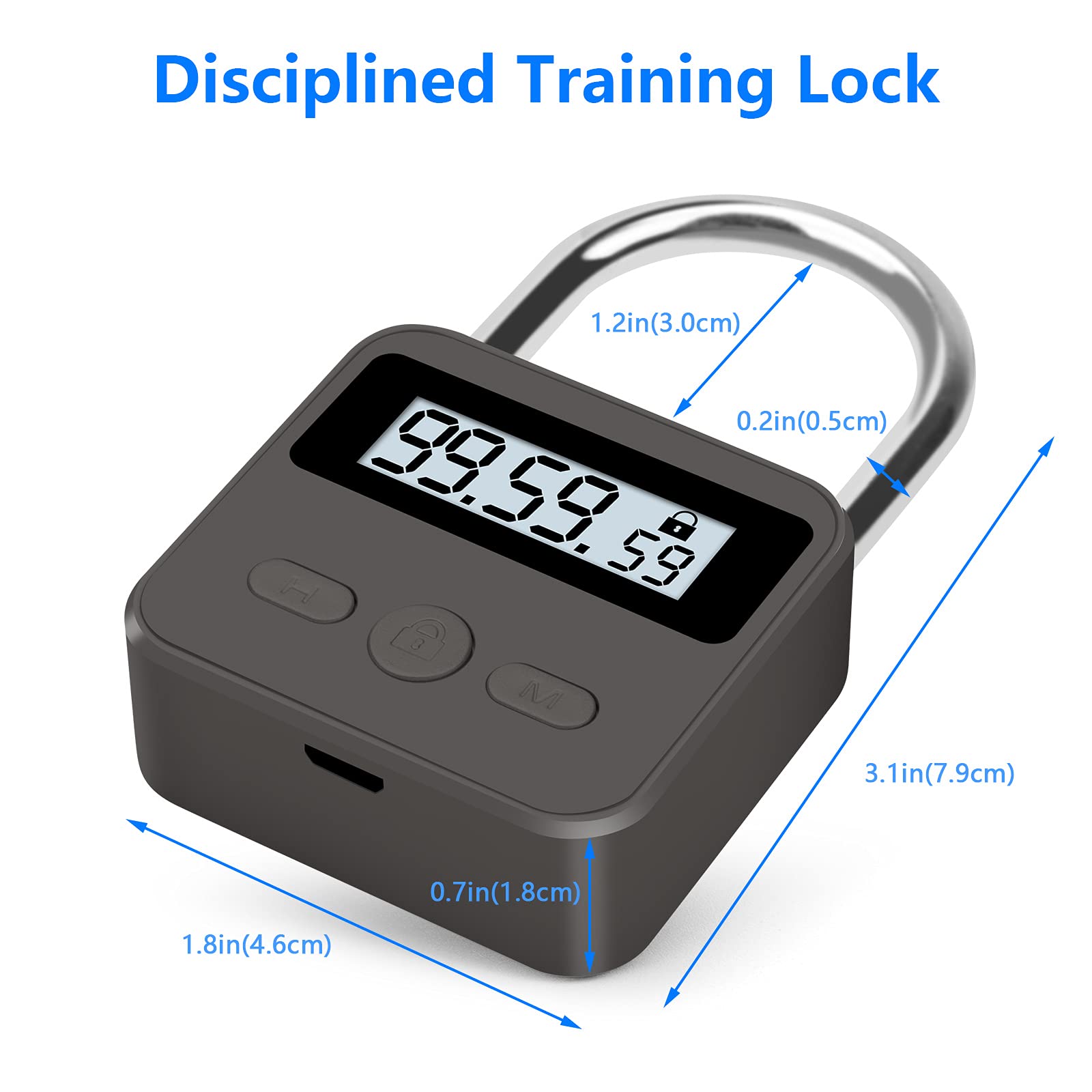 Upgraded Smart Timer Alloy Lock - 100 Hours Max Rechargeable LCD Display Padlock (Black) | Ideal for Gym Lockers, Storage Units & Travel Luggage Security