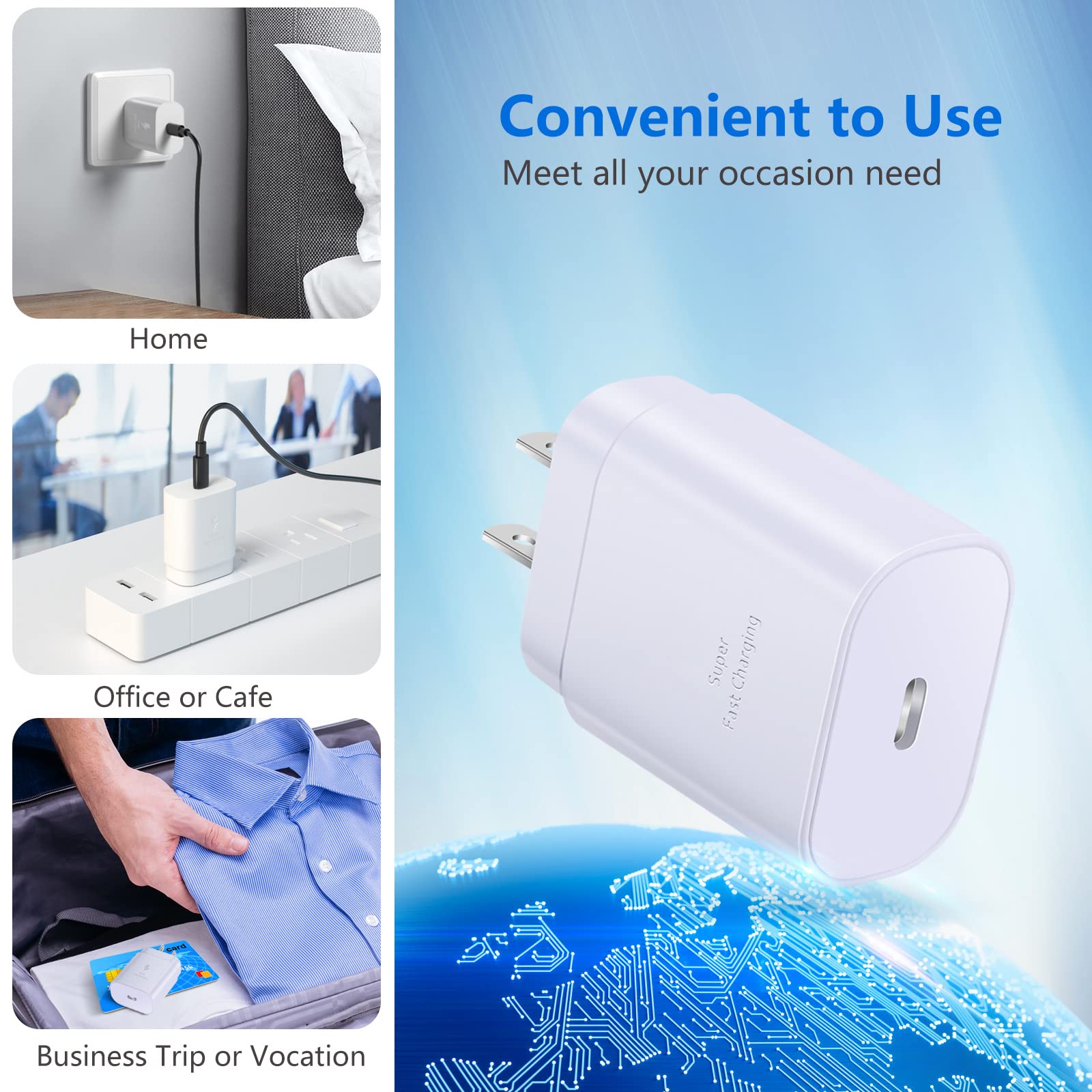 Costyle 3-Pack 25W USB C Fast Charger Block - Super Fast Charging for iPhone 15/14/13/12/11/XS/XR/SE, iPad Pro, Samsung Galaxy S25/S24/S23/S22/S21/S20 - Perfect for Home, Office & Travel (White)