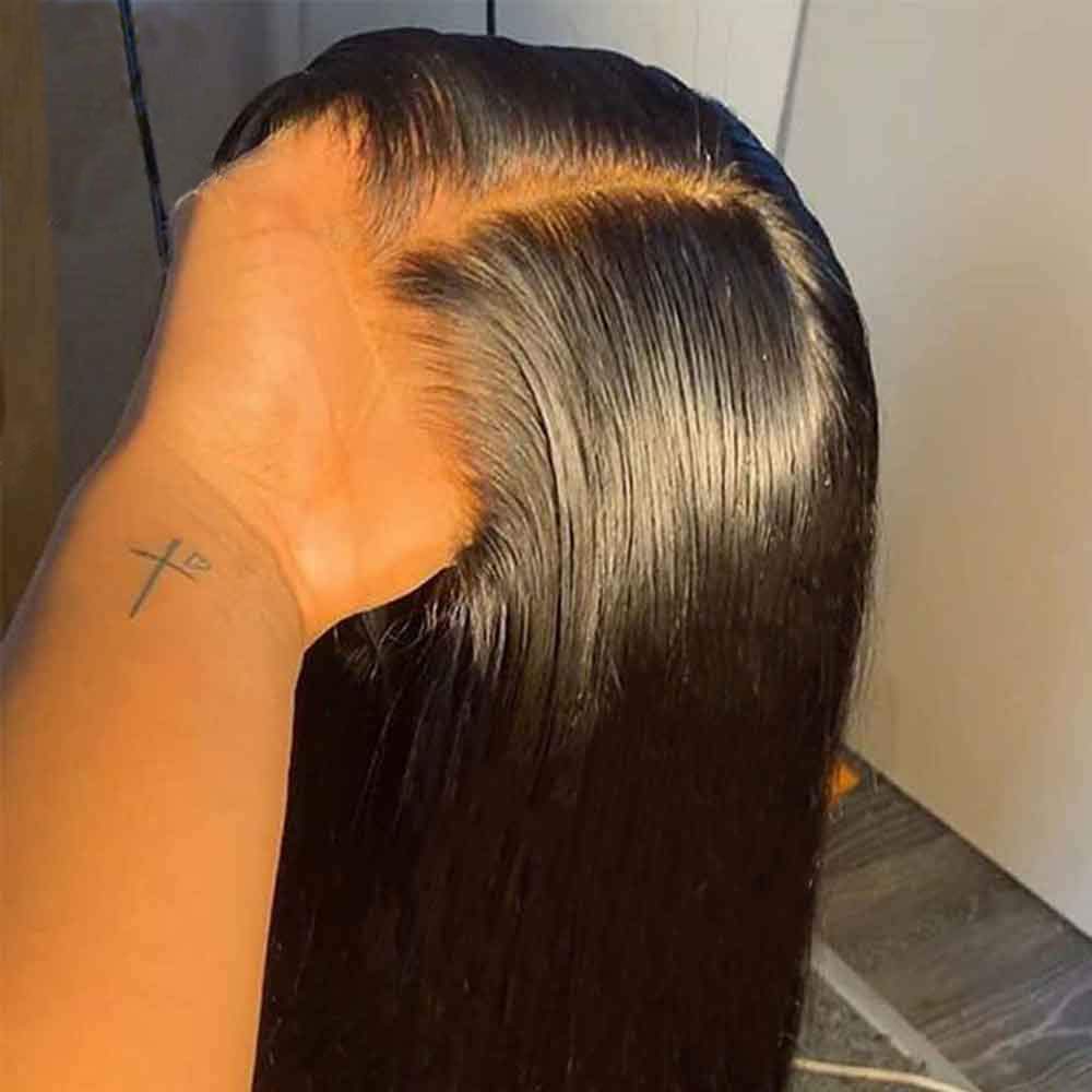 HD Invisible Lace Straight Human Hair Wig - 360 Transparent Lace Front, 150% Density, Glueless, Pre-Plucked with Baby Hair (14 Inch) | Perfect for Daily Wear, Cosplay & Special Occasions