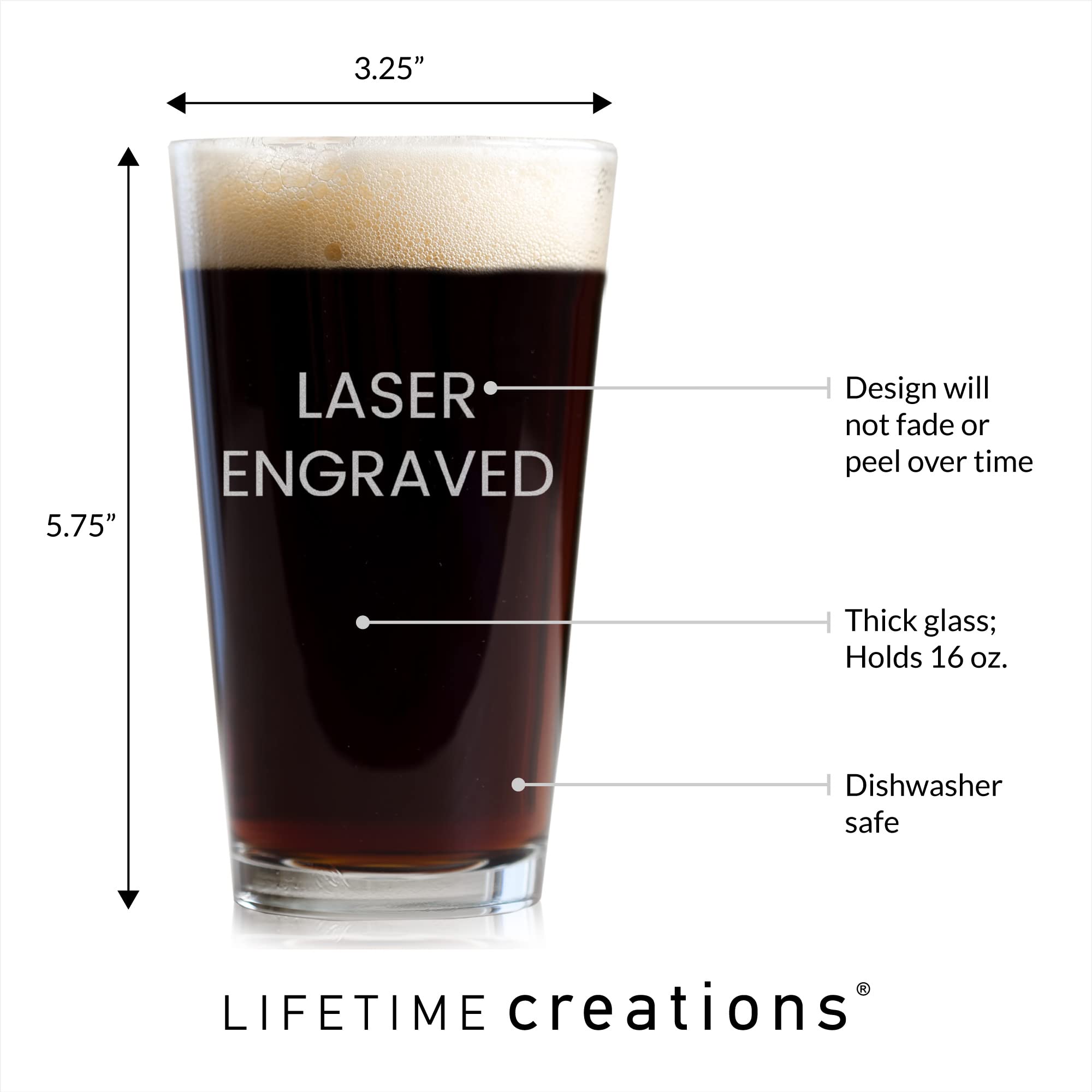 Personalized Craft Beer Pint Glass - Custom Engraved Home Brew Glass for Beer Lovers | Unique Gift for Home Brewers & Craft Beer Enthusiasts | Perfect for Housewarming, Birthday Gifts & Man Cave Decor