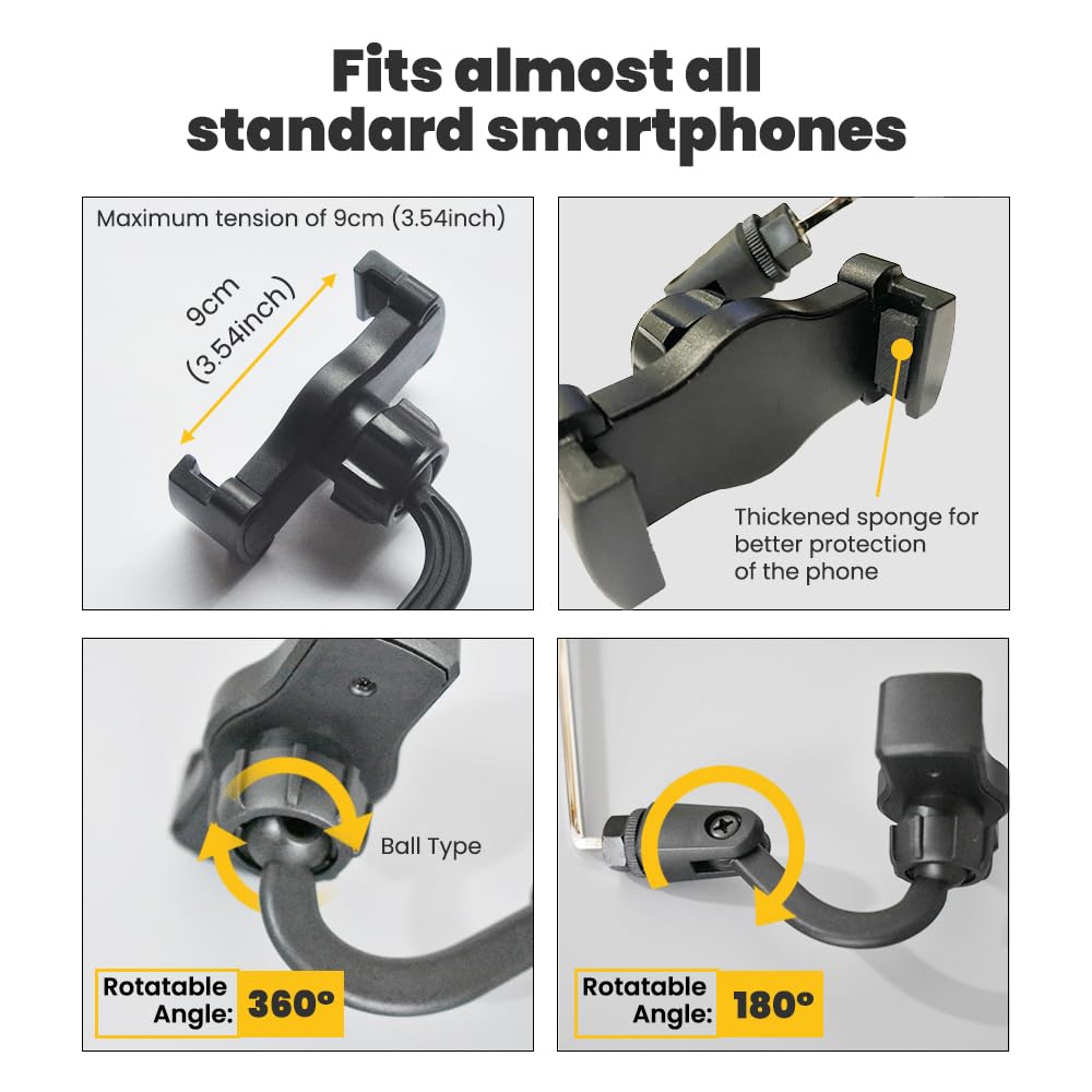 **Saxophone Lyre Phone Holder - Alto Sax Accessory for Mounting Phone, Ultralight Copper Black Clip - Perfect for Reading Sheet Music & Practicing On the Go**