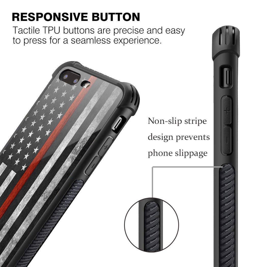 CARLOCA iPhone 8 Case with American Flag Design - Shockproof Hard Cover Compatible with iPhone 7/8/SE 2020 (Black & Red) | Perfect for Men & Boys | Anti-Scratch Protection for Daily Use, Work & Outdoor Activities