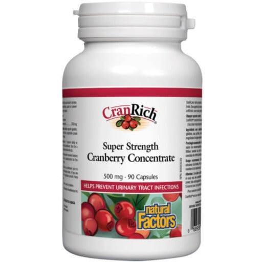 Natural Factors Cranrich Super Strength Cranberry Concentrate 500mg - 90 Capsules for Urinary Tract & Bladder Health - Supports Women's Wellness & Immune System