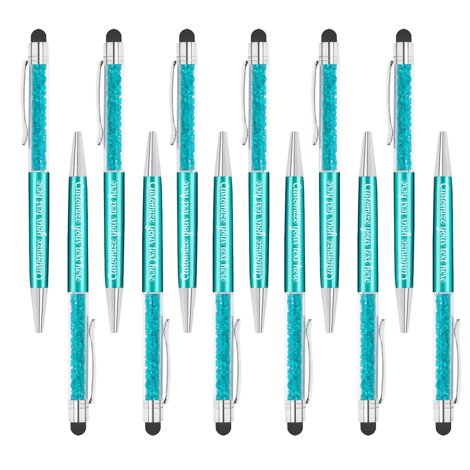 300-Pack Crystal Ballpoint Pens with Smooth Writing Black Ink - Soft Touch Stylus Tip for Touchscreens - Personalized Engraved Gift Pens for Office, School & Business (252 Count)
