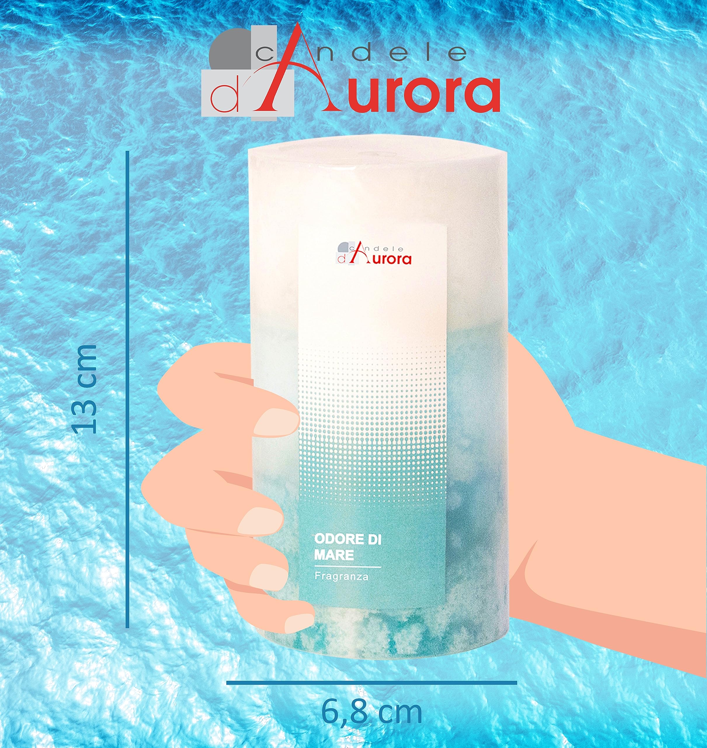 Aurora Calipso Scented 2-Layer Blue Wax Candle - 6.8 x 6.8 x 13 cm for Home Decor, Romantic Dinners & Relaxation