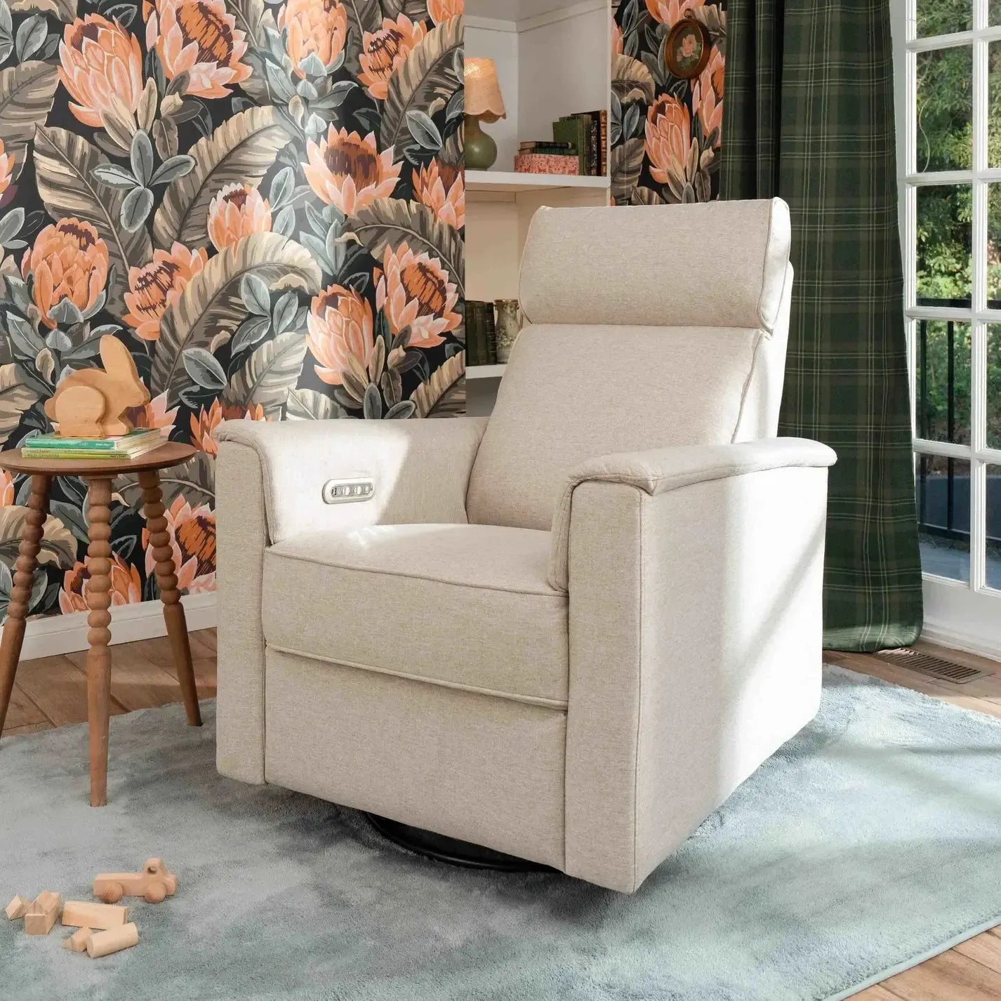 Monogram by Namesake Willa Power Recliner with Adjustable Headrest - Performance Beach Eco Weave Fabric - Modern Living Room Furniture for Relaxation & Entertainment