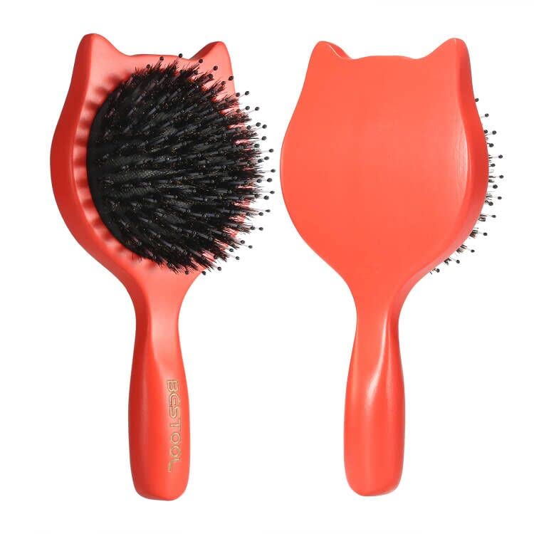 BESTOOL Mini Travel Hair Brush for Women, Men & Kids - Compact Portable Hairbrush for On-the-Go Styling (Red) | Perfect for Travel, Gym, Office & Daily Use