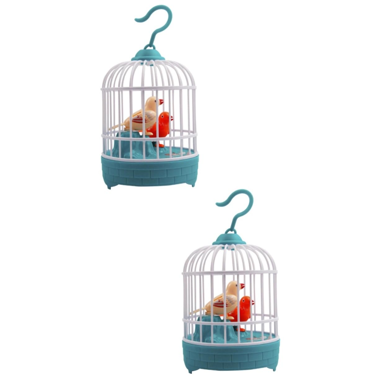 Bestoyard 2-Pack Electronic Talking Chirping Bird Toys with Realistic Sounds & Movement - Interactive Simulation Bird Cage Set for Kids, Sensory Play, Christmas Gifts & Pet Entertainment (Plastic Mother Bird Figurines Included)