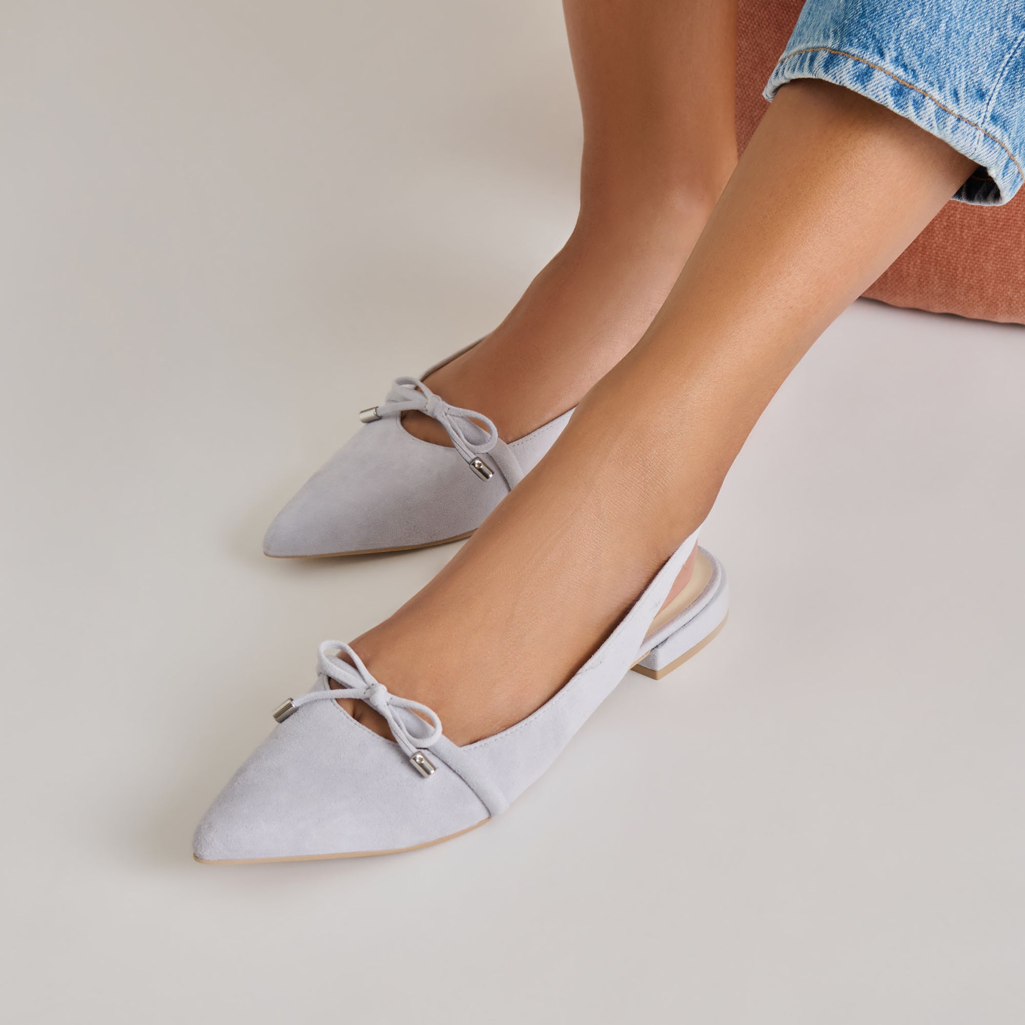 PAYGE Women's Flats Shoes in Dusty Blue Suede - Comfortable Slip-On Loafers for Casual Wear & Office Outfits