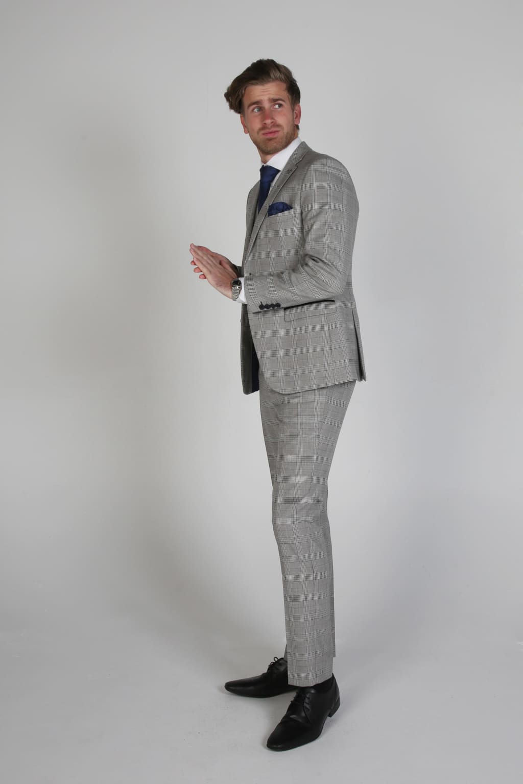 Hugo Grey Men's Three Piece Suit | Premium Slim Fit Business Suit for Wedding, Office & Formal Events | Classic Grey Suit for Men