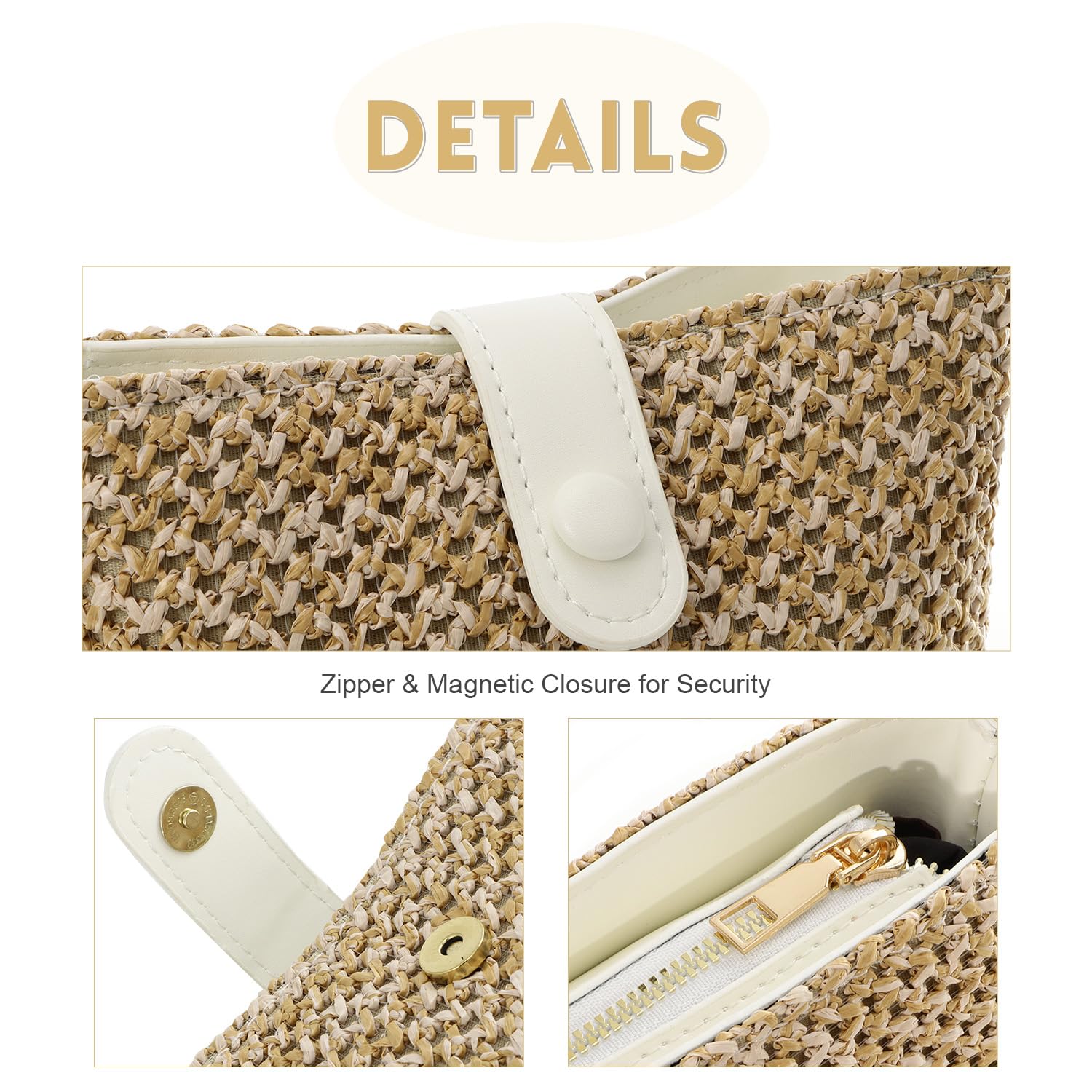 Oweisong Women's Straw Crossbody Bag - Small Rattan Beach Purse & Woven Bucket Shoulder Handbag for Summer 2024 | Perfect for Beach Vacations, Shopping & Outdoor Activities