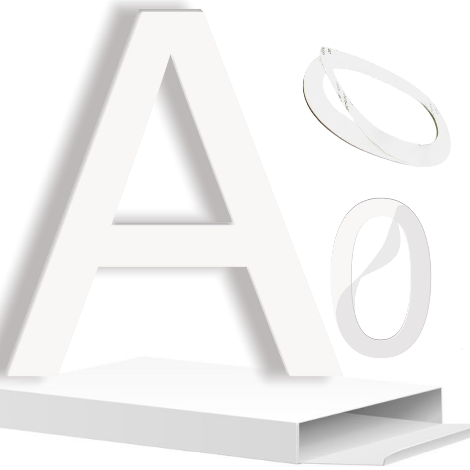 3 Inch White Acrylic Self-Adhesive House Numbers - Modern Address Plaque for Office, Apartment, Farmhouse, Mailbox & Hotel Room (Letter A) - Durable Weatherproof Home & Business Signage for Easy Identification