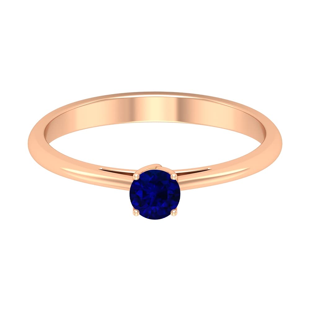 1/4 CT Blue Sapphire Ring for Women - 14K Solid Gold Solitaire Ring, Elegant & Simple Blue Sapphire Engagement Ring, Wedding Band, Anniversary Gift for Her