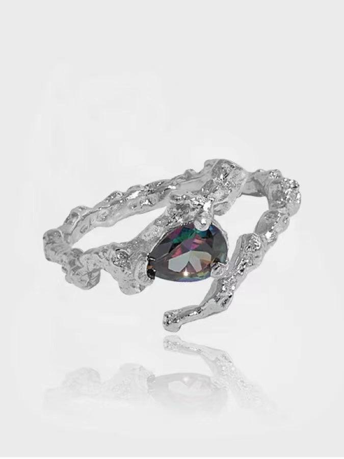 Lovevop Colored Gemstone Open Ring for Women - Elegant Adjustable Stackable Fashion Jewelry for Parties, Weddings & Daily Wear