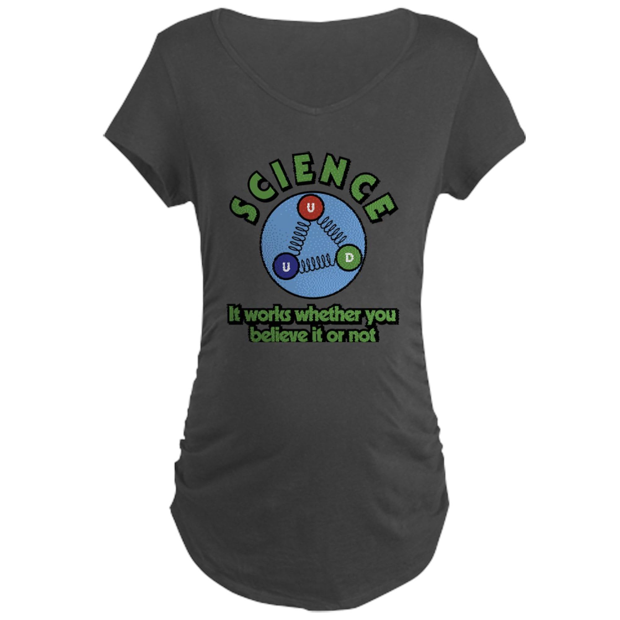 Science It Works Whether You Believe It Maternity T-Shirt - Women's Dark Ruched Side Tee for Pregnancy Comfort | Perfect for Casual Wear, Maternity Photos & Everyday Outfits
