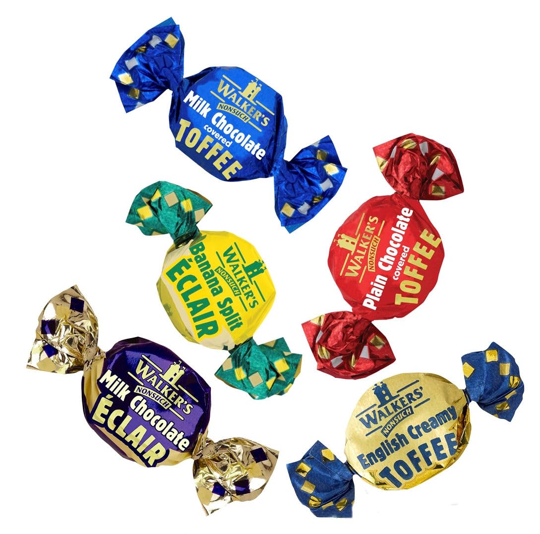 Walkers' Nonsuch Assorted Toffees & Chocolate Éclairs - British Candy Gift for Parties