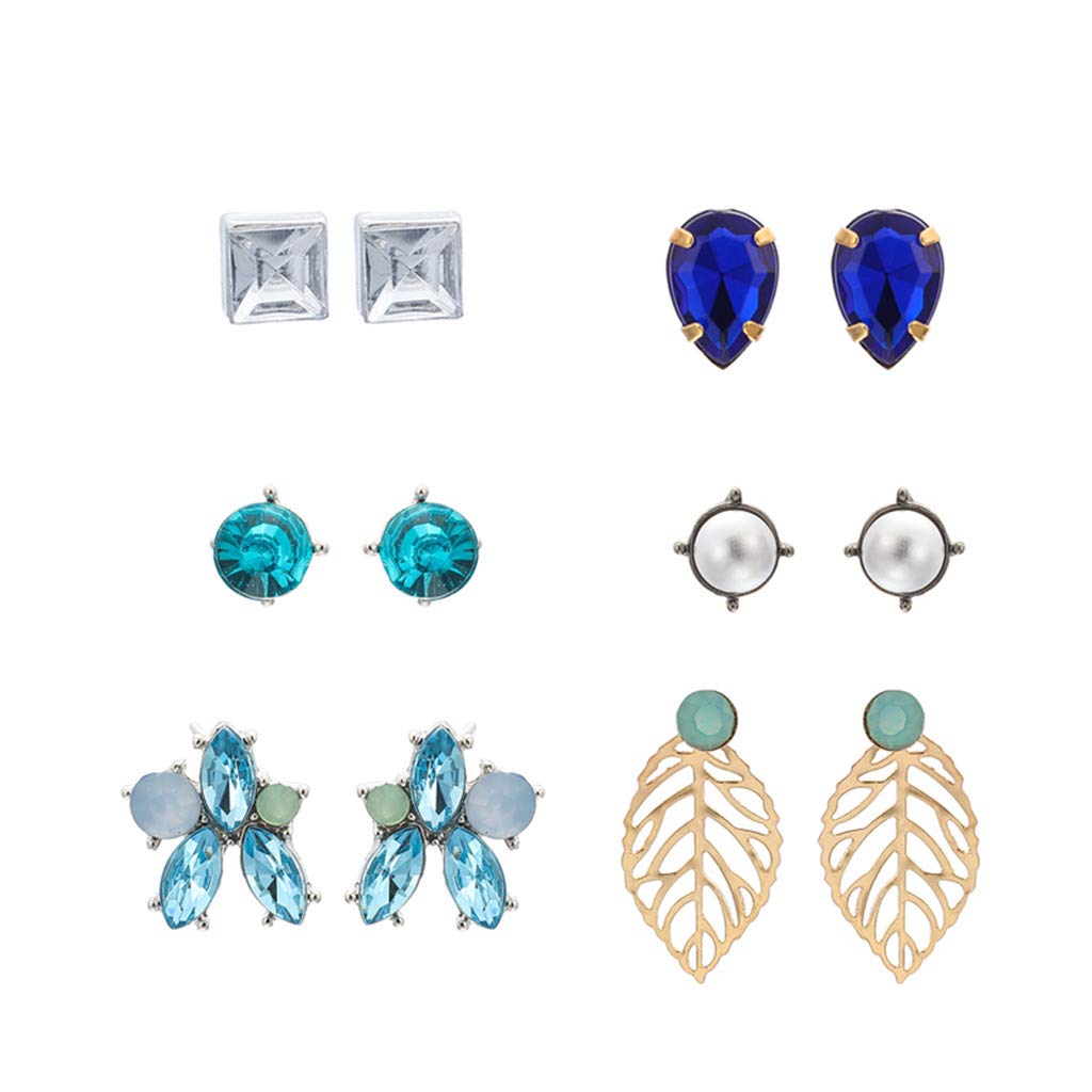 6-Piece Creative Irregular Geometric Leaf & Flower Earrings Set - Gold Hoop Earrings for Women - Perfect for Boho, Casual, and Party Outfits