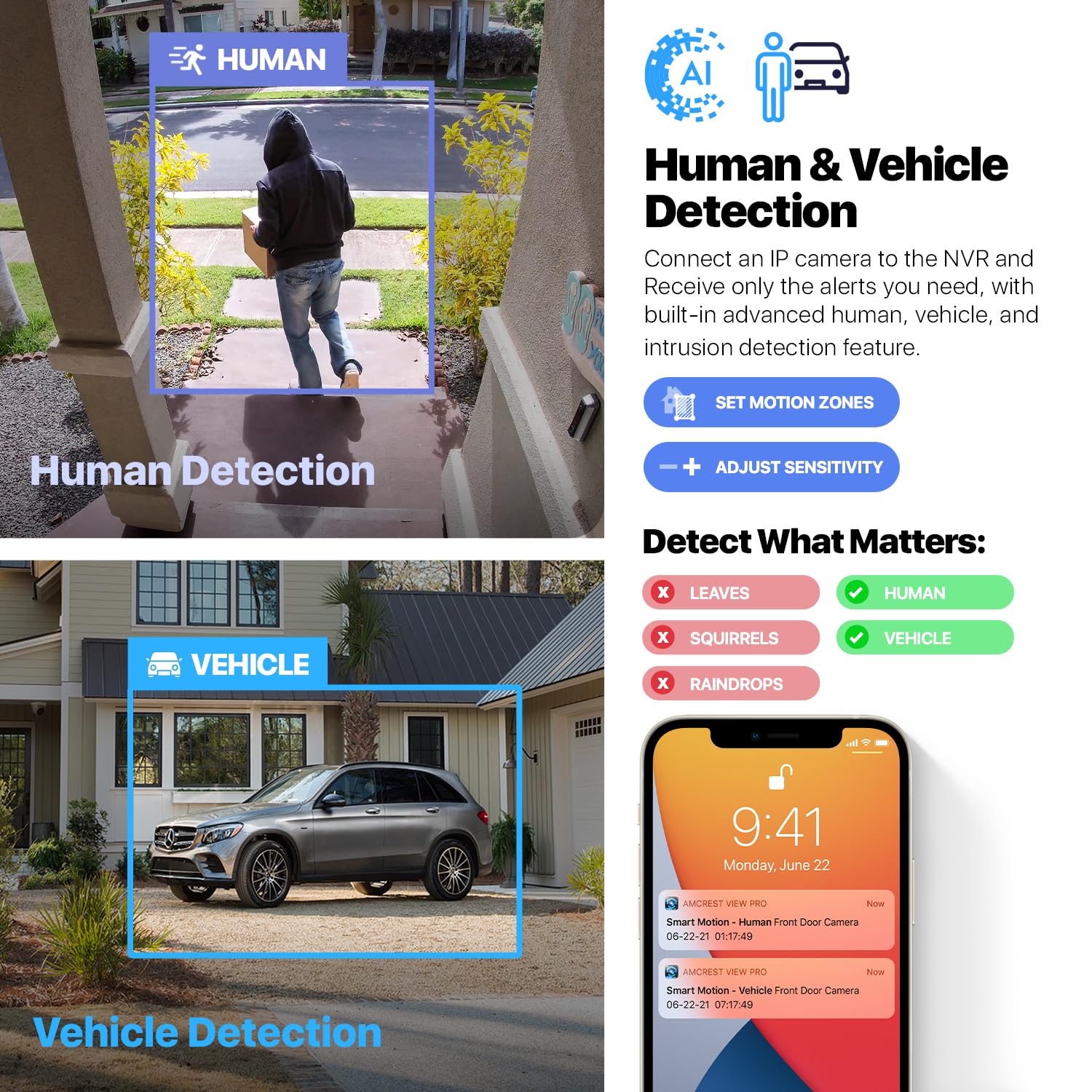 Amcrest 4K NV4232-EI 32CH AI NVR Security System with Facial & Vehicle Recognition - Supports 32 x 4K IP Cameras & 2 x 16TB HDD (HDD Not Included) - Ideal for Home & Business Surveillance