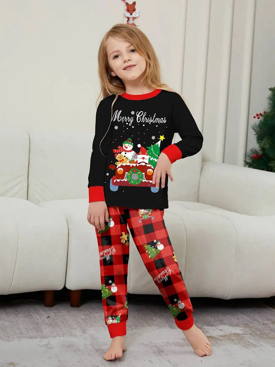 Printed Christmas Matching Family Pajamas Set - Cozy Holiday PJS for Family Photos & Christmas Morning
