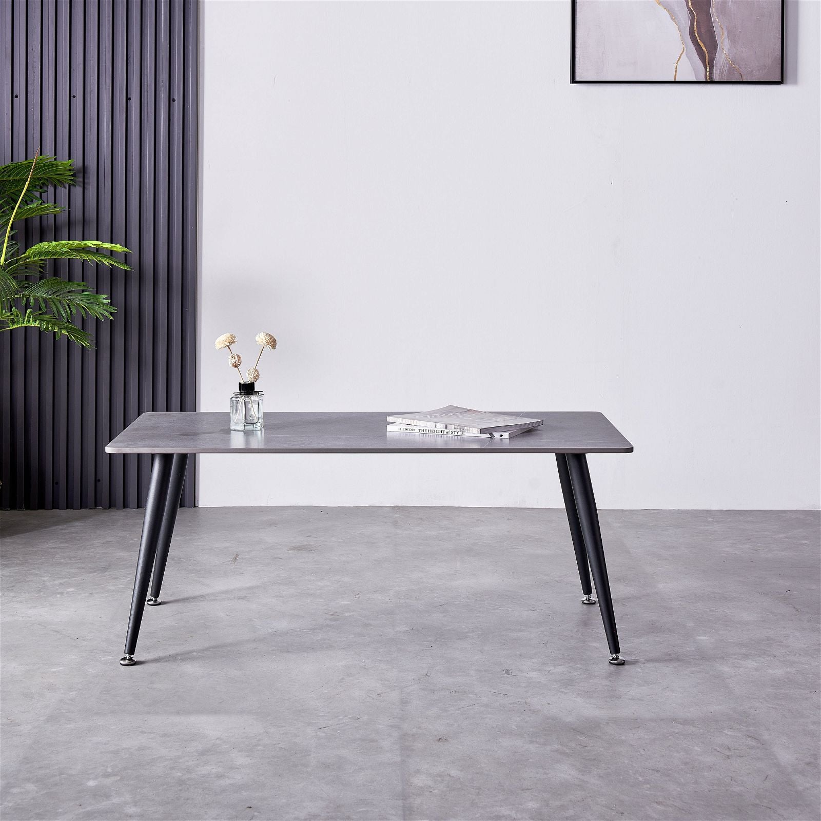 Criterionâ¢ Modern Grey Sintered Stone Coffee Table with Sturdy Metal Legs - Perfect for Living Room, Lounge & Office Decor