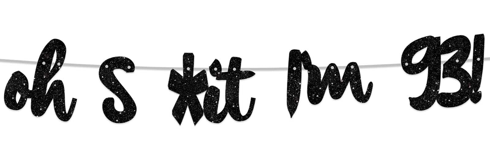 Glitter Black 'Oh I'm 93!' Birthday Banner Backdrop - Happy 93rd Birthday Party Decorations for Men & Women - Photo Studio Props, Flags & Party Supplies Kit - Perfect for 93rd Birthday Celebrations, Milestone Parties & Photo Booth Backgrounds