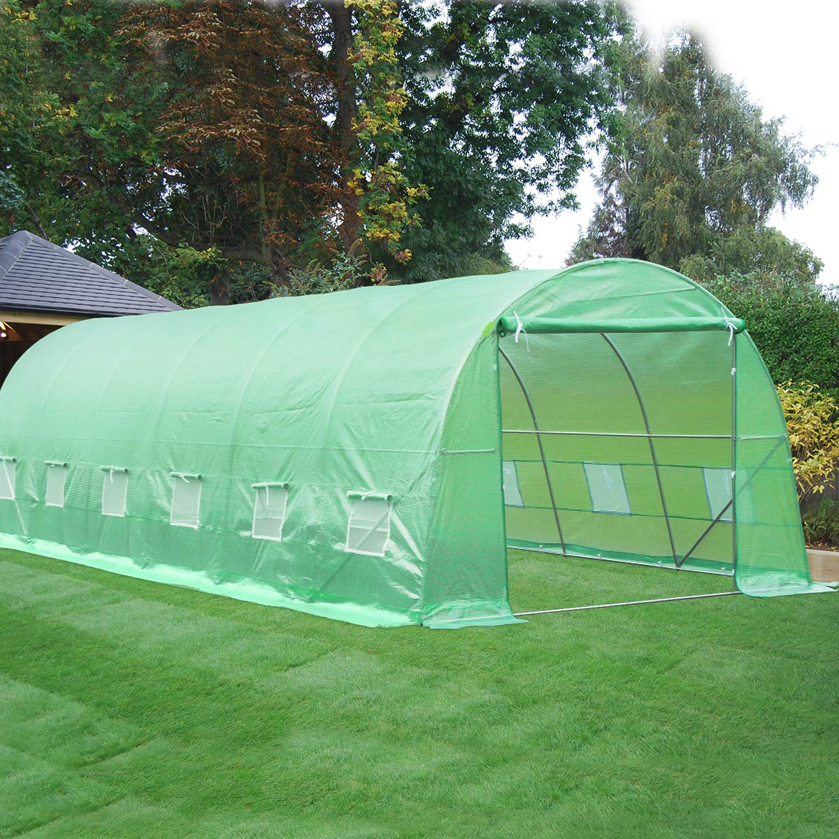 MELLCOM 26' x 10' x 6.6' Walk-in Greenhouse with Reinforced Metal Frame & 12 Ventilation Windows - Durable Outdoor Greenhouse for Gardening, Plant Growing & Backyard Use