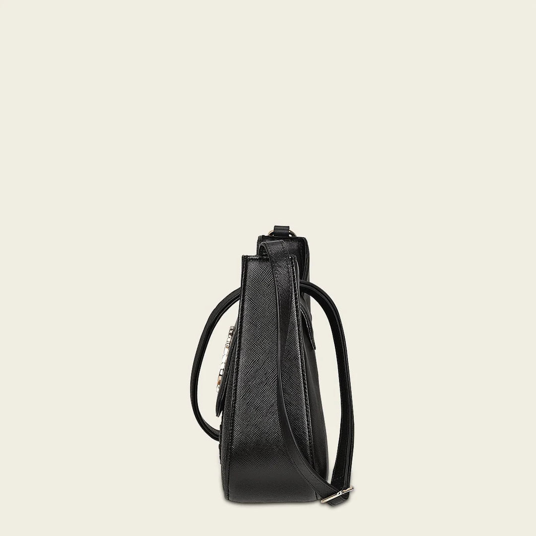 BOD88MA Stylish Black Stingray Leather Crossbody Bag for Women - Perfect for Everyday Use, Work, and Evening Outings
