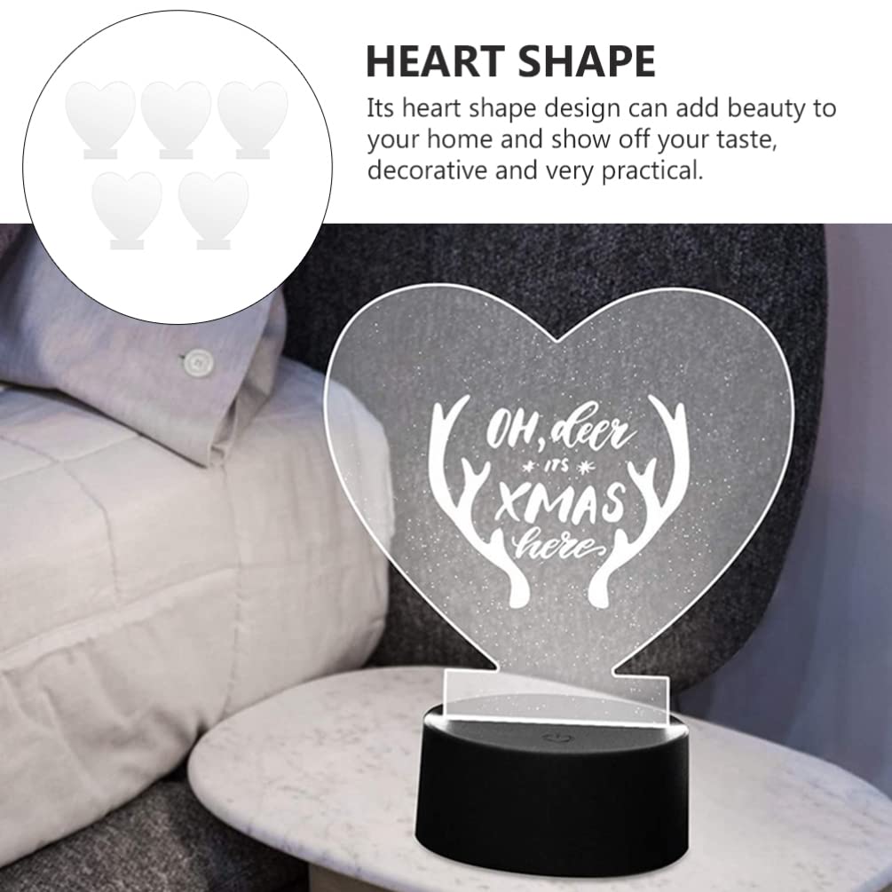 OSALADI 5Pcs Clear Acrylic Light Panels for LED Signs - Heart-Shaped Blank Acrylic Sheets, Transparent LED Neon Sign Boards - Perfect for DIY Home Decor, Wedding Decorations & Party Lighting
