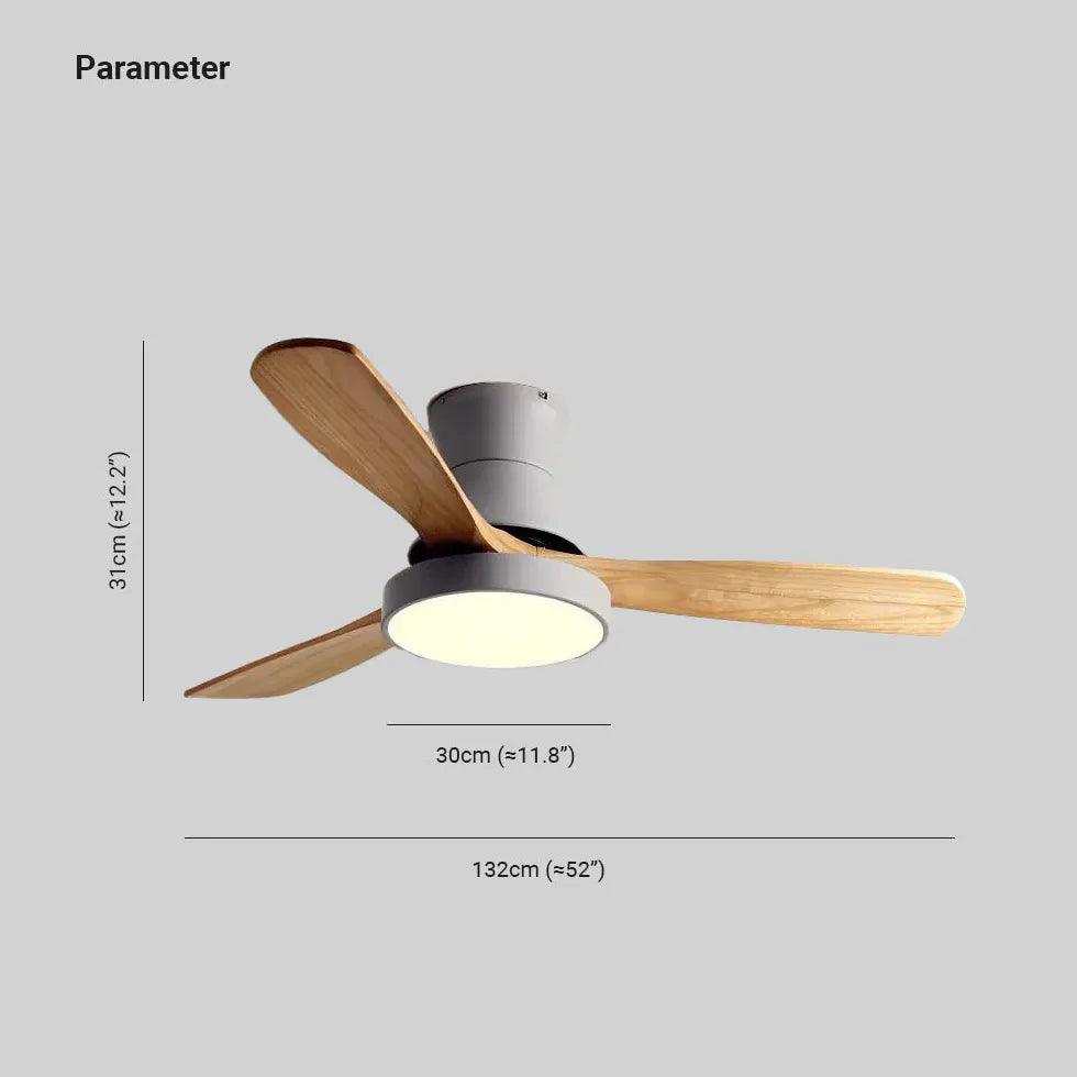 3-Blade Wooden Ceiling Fan with LED Light Kit - Modern Rustic Style for Bedroom, Living Room & Outdoor Patio