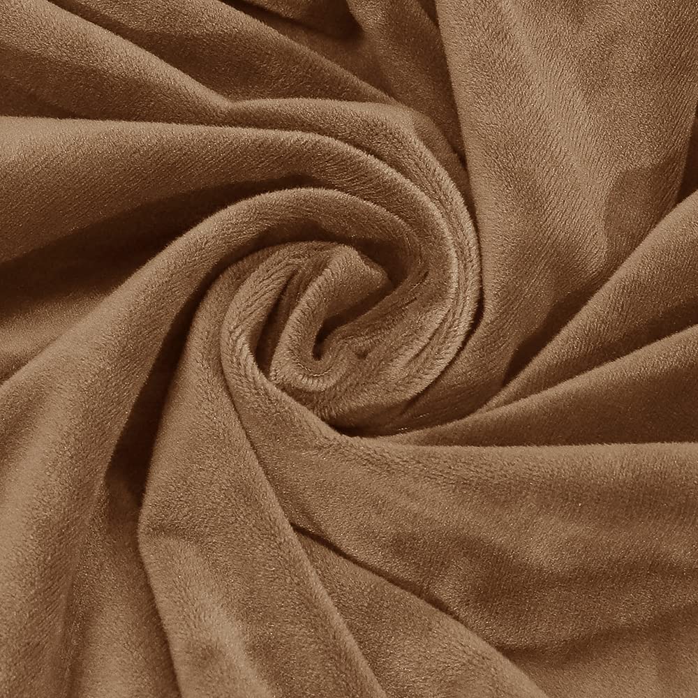 Premium 7-Piece Velvet Sectional Sofa Cover Set - Anti-Slip Elastic Straps, Universal Fit for Recliners & Living Room Furniture (Leather Brown) | Perfect for Home Decor, Pet Protection & Furniture Refresh
