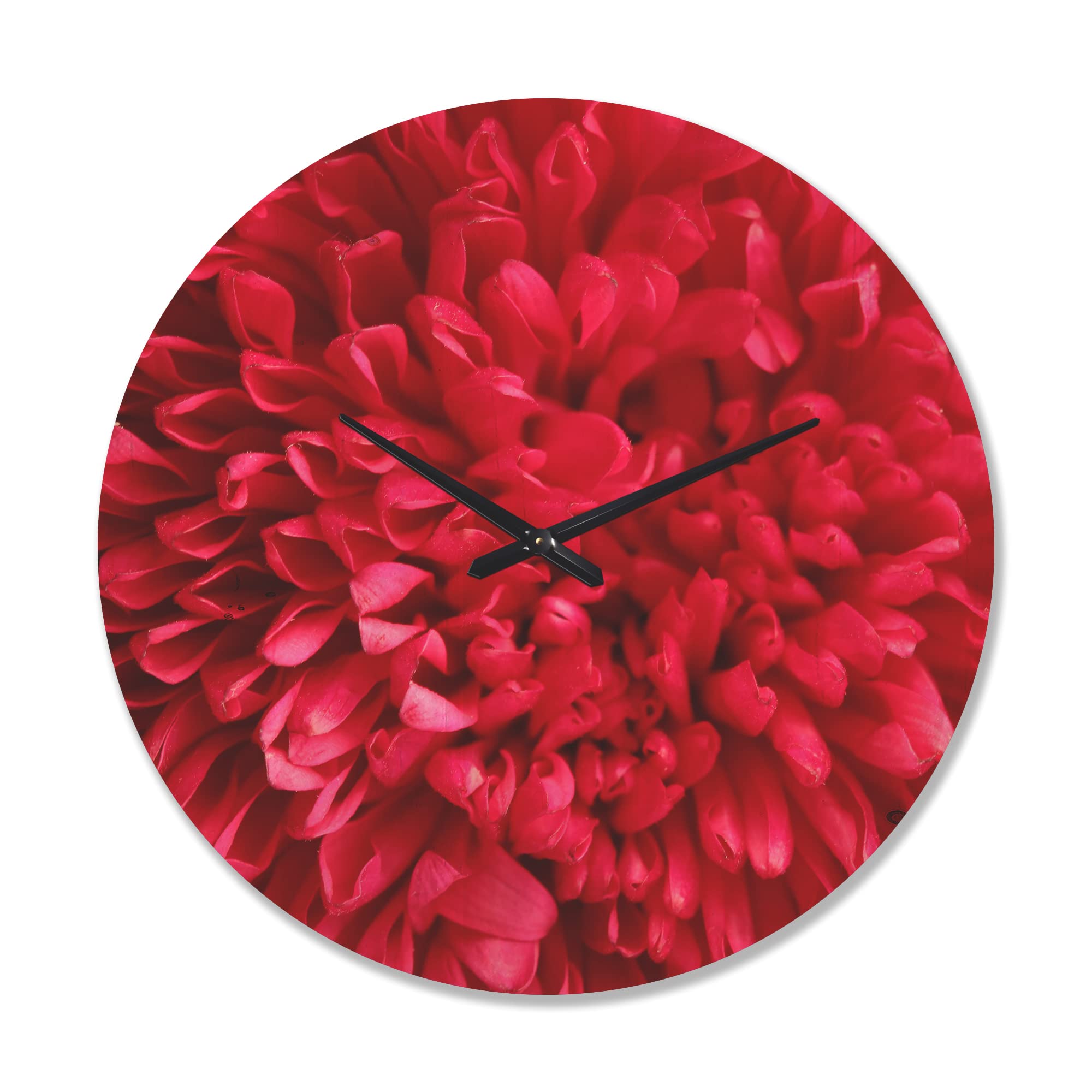 DesignQ Pink Aster Flower Petals Modern Wood Wall Clock - Large Oversized Decorative Cottage Country Style Clock for Living Room, Bedroom & Office Décor | Perfect for Farmhouse, Rustic & Home Decor