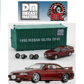 BM Creations 1:64 Scale Nissan Silvia S14 Red Right-Hand Drive Diecast Model Car with Display Case - Perfect for Collectors, Car Enthusiasts, and Gift Giving
