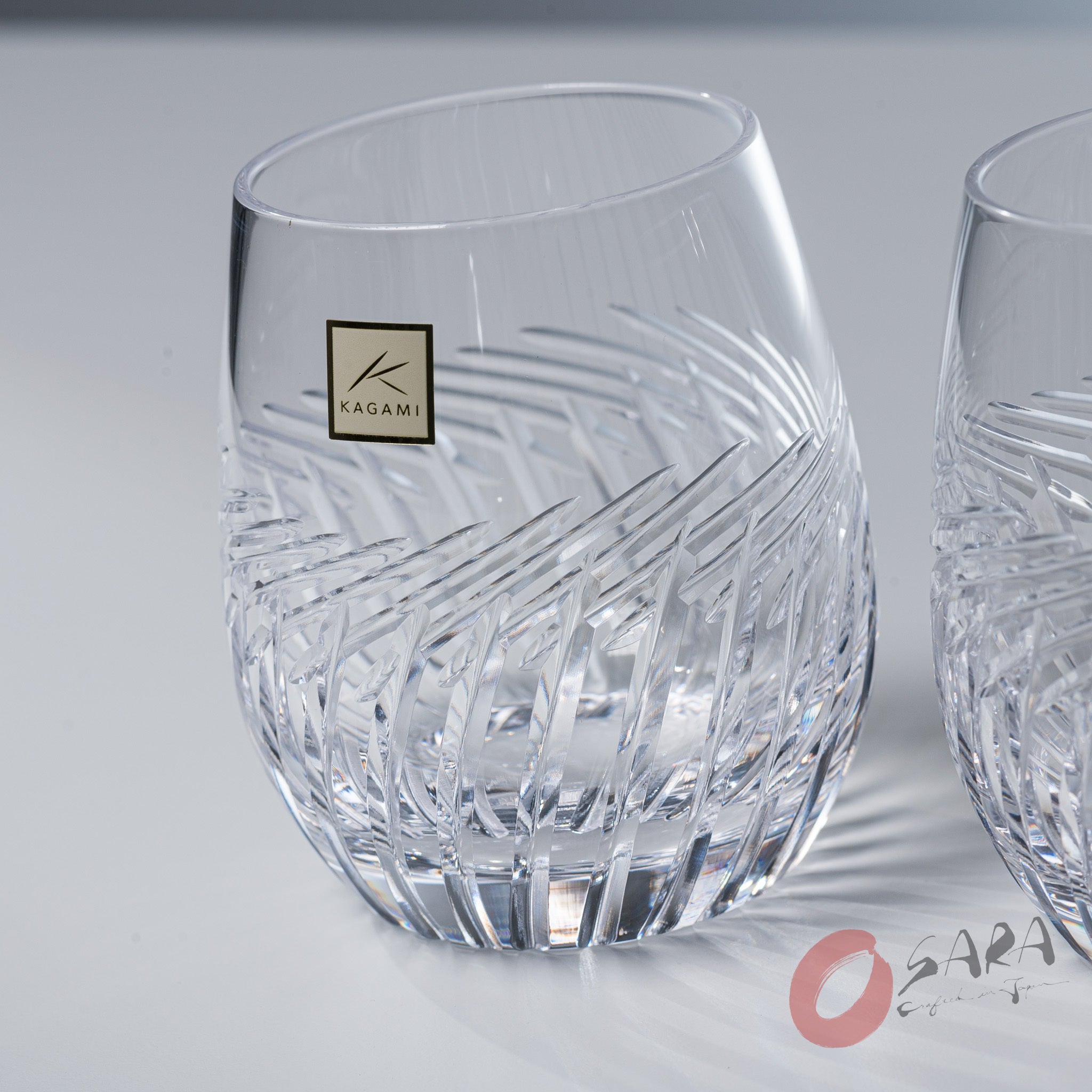 KAGAMI Handmade Japanese Crystal Whiskey Glasses Set of 2 - 250ml Elegant Barware for Cocktails, Scotch & Bourbon - Perfect for Home Bars, Gifts & Special Occasions