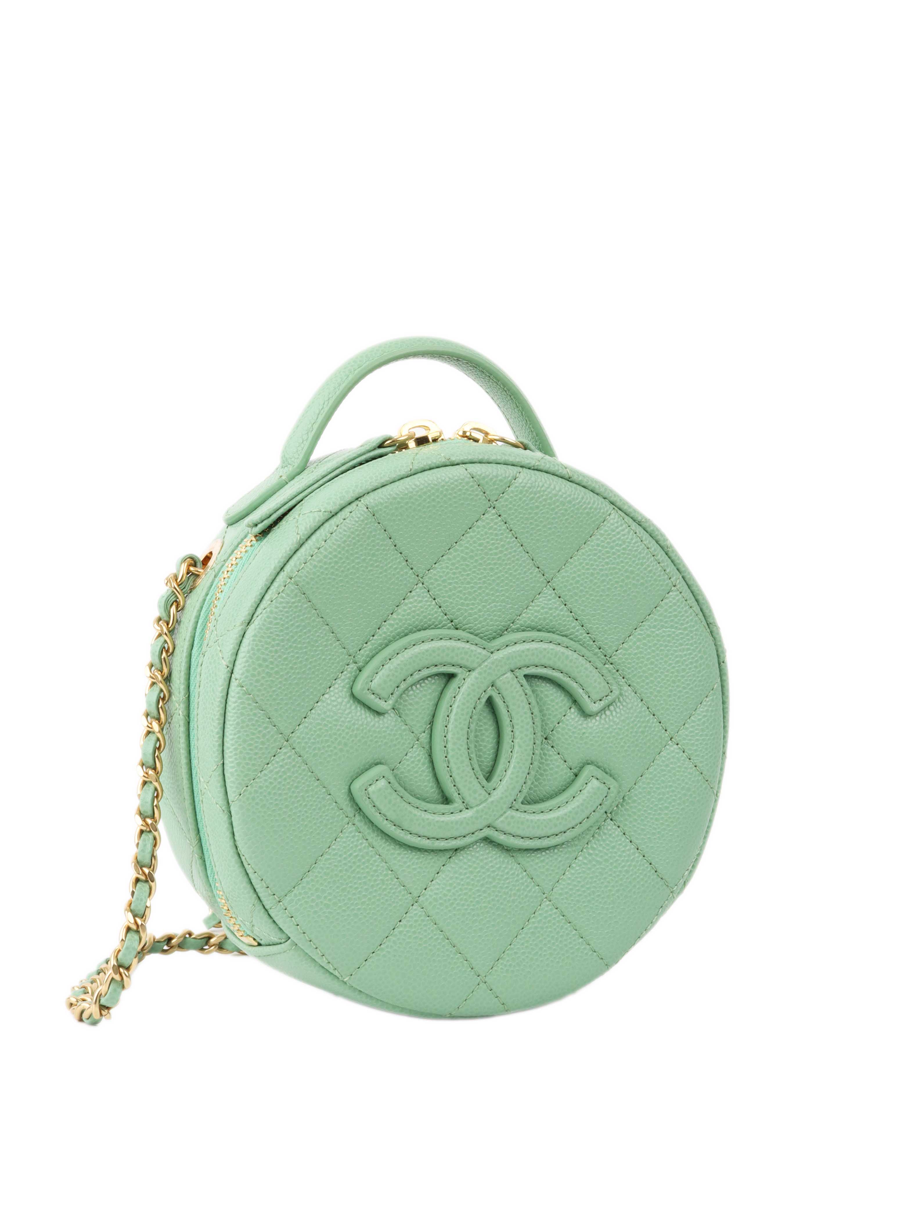 Chanel Green Round Vanity Bag - Luxury Women's Handbag for Evening Parties, Date Nights & Special Occasions