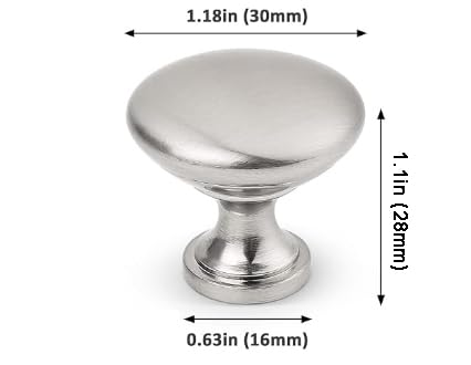 25 Pack Brushed Satin Nickel Cabinet Knobs - 30mm Round Drawer Pulls for Kitchen, Bathroom, Closet & Cupboard Doors | Durable Hardware for Home Renovation & Furniture Upgrade