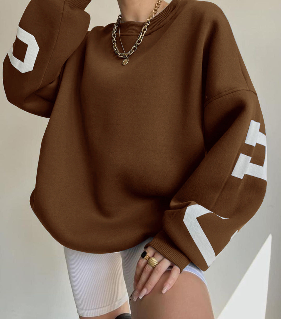 Trendy Printed Thickened Long Sleeve Sweatshirt for Women - Casual Fashion Pullover Top 1890 - Perfect for Fall Outfits, Streetwear & Cozy Loungewear