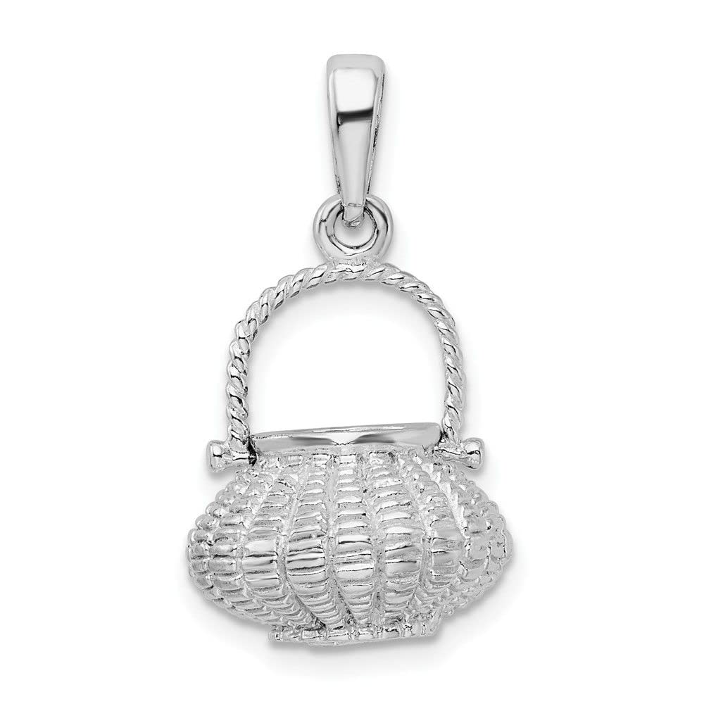 Sterling Silver 3D Flower Basket Pendant with Moveable Handle - Elegant Jewelry for Women, Perfect Gift for Birthday, Anniversary & Special Occasions