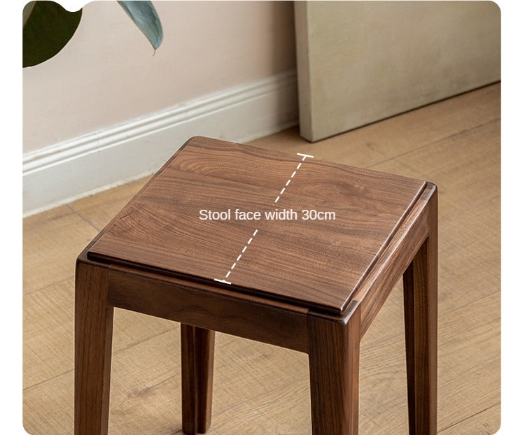 Premium Black Walnut Solid Wood Folding Stool - Modern Handcrafted Bar Stool for Kitchen Island, Dining Room & Home Decor | Space-Saving Design for Small Spaces