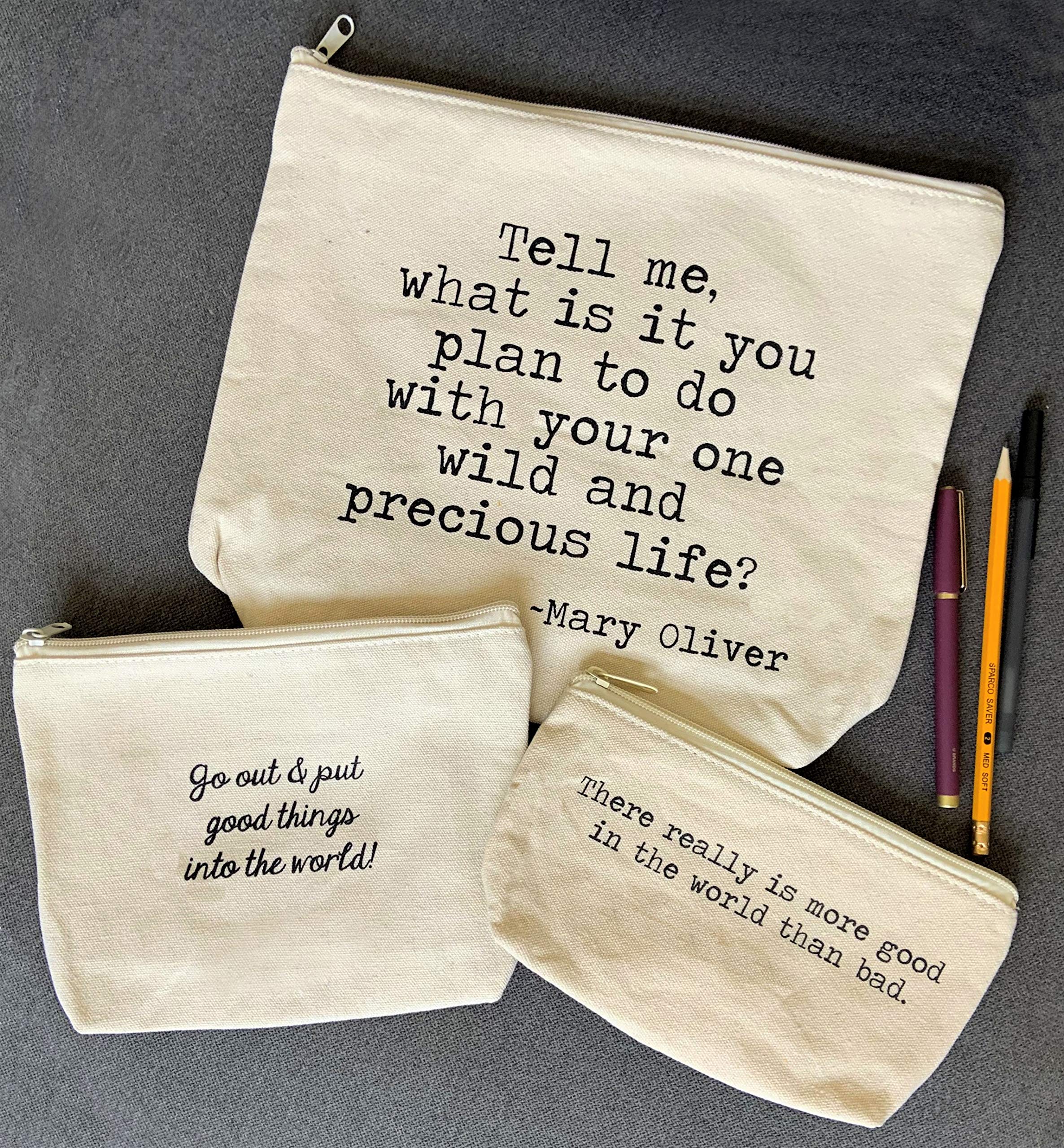 Jules Adventure Milestone Gift Set - 3 Sizes Makeup Bags for Women | Positive Vibes Present for Birthdays, Travel & Self-Care | Perfect Cosmetic Organizer for Graduation, Bridal Shower & Daily Use