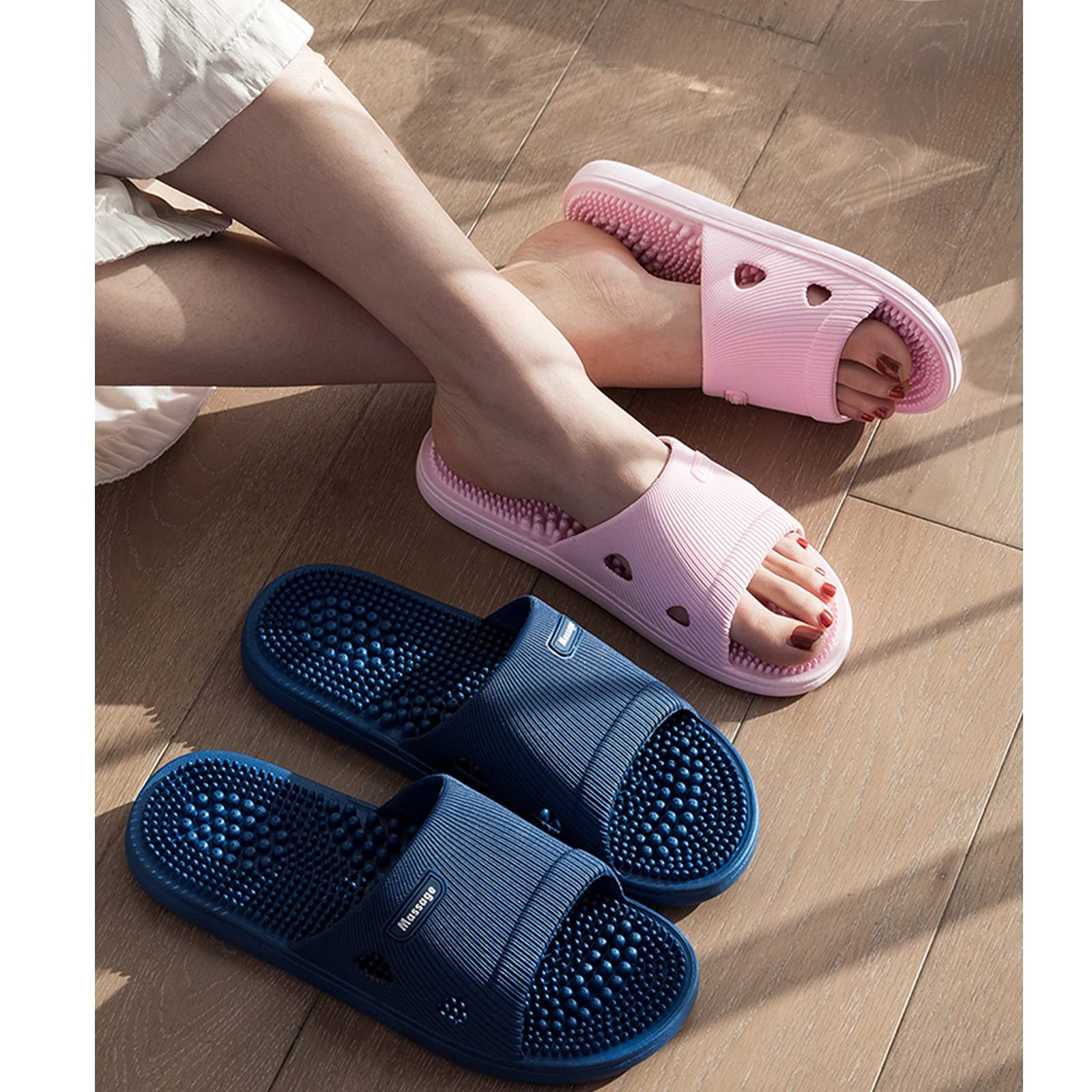 KAMWD Foot Massager Slippers for Men & Women - Acupressure & Reflexology Massage Sandals for Plantar Fasciitis Relief, Shower House Shoes - Perfect for Relaxation, Pain Relief & Home Spa Use