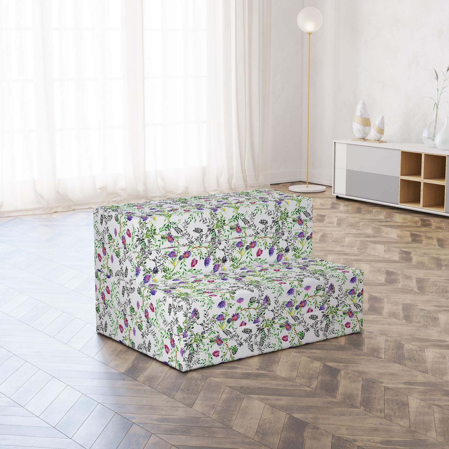Ambesonne Floral Foldable Mattress - Lilac Wild Flowers Design, 74.8
