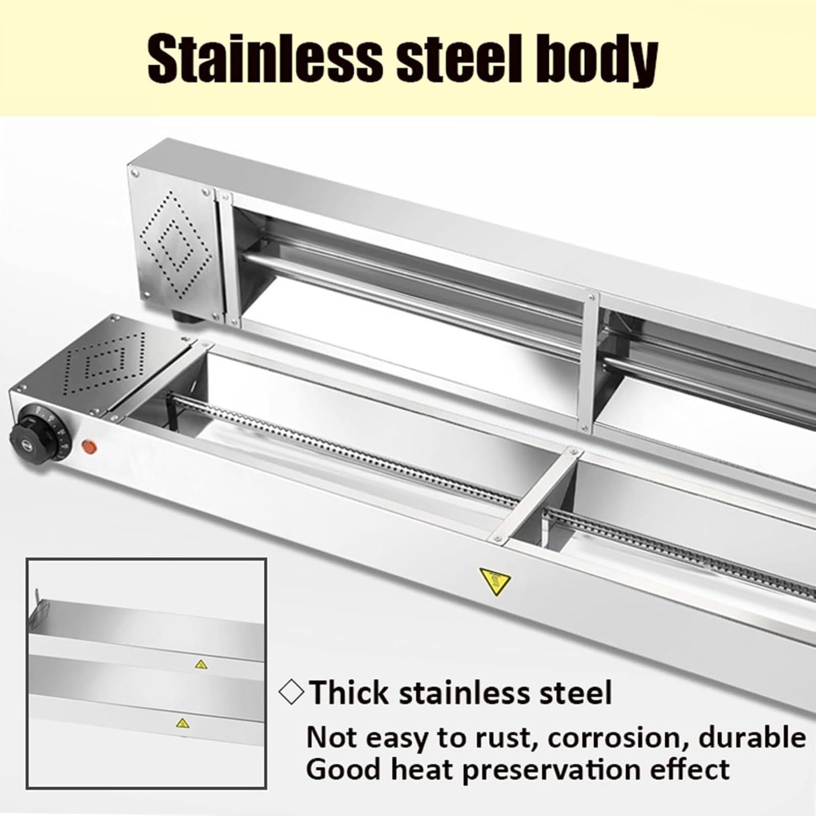 Stainless Steel Adjustable Food Heat Lamp for Kitchen & Buffet - 30-85°C Hanging Food Warmer with 120x15x6.5cm Size - Perfect for Restaurants, Catering & Food Display