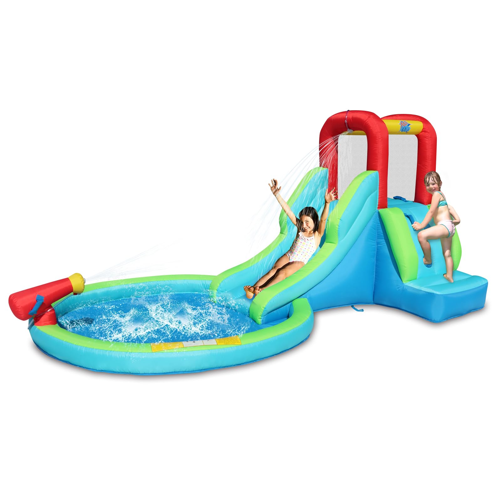 Inflatable Waterslide with Bounce House for Kids - Outdoor Water Park Slide for Wet & Dry Play - Summer Backyard Fun with Water Gun & Splash Pool - Ages 3-8 - Perfect for Birthday Parties, Backyard Playdates & Summer Celebrations
