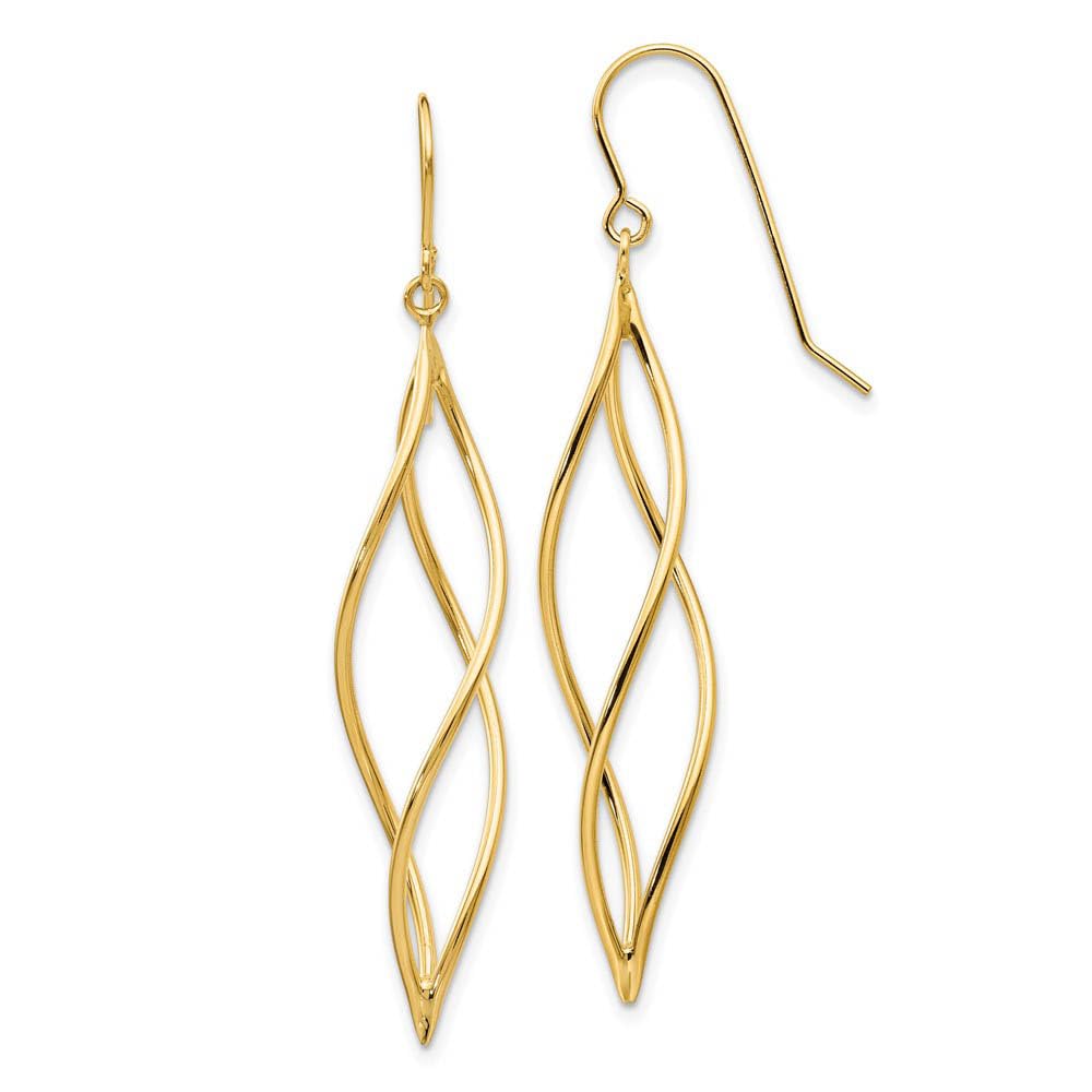 14k Yellow Gold Black Bow Dangle Earrings for Women - Elegant Party Jewelry