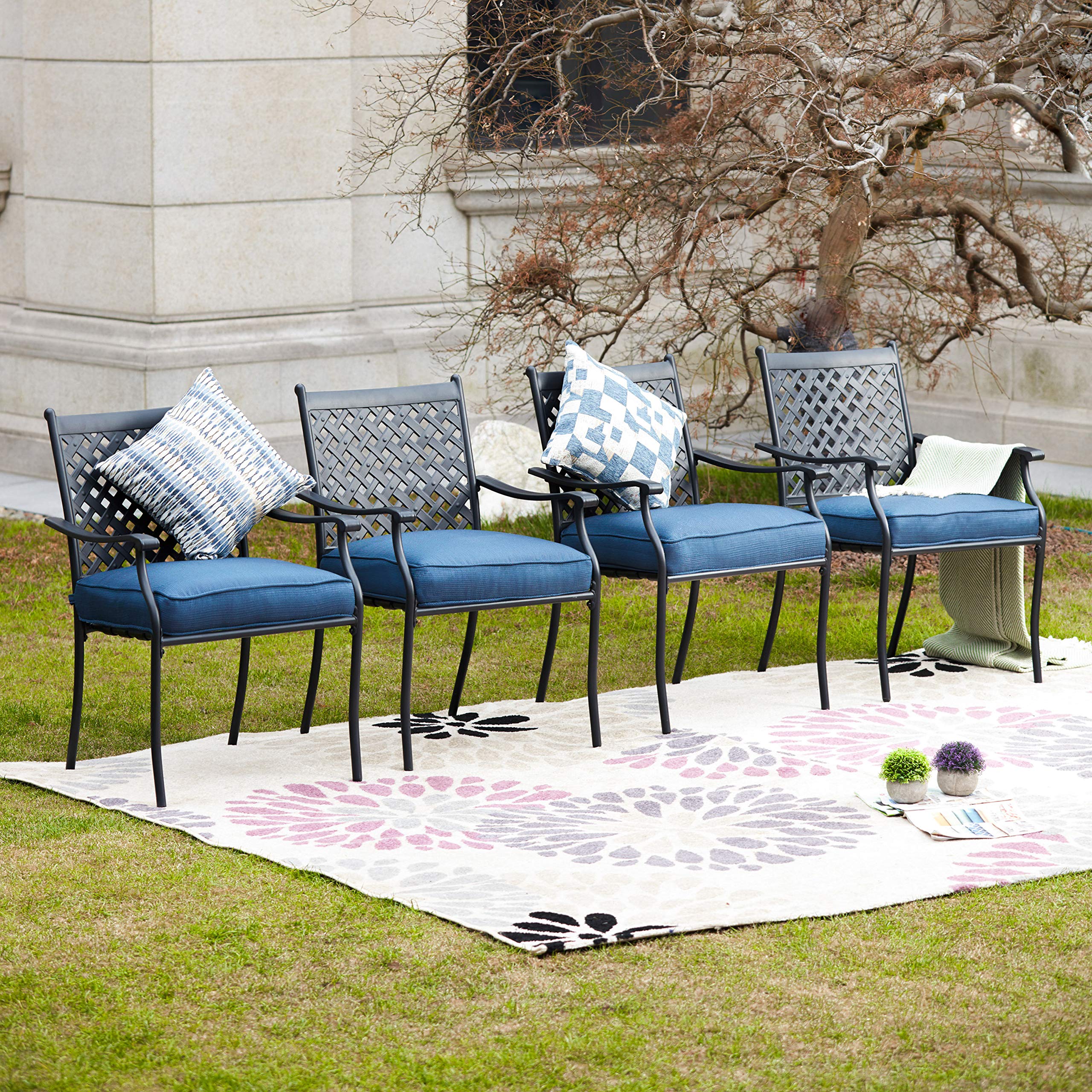 **PatioFestival 4-Piece Outdoor Dining Chairs Set - Steel Frame with 3.1